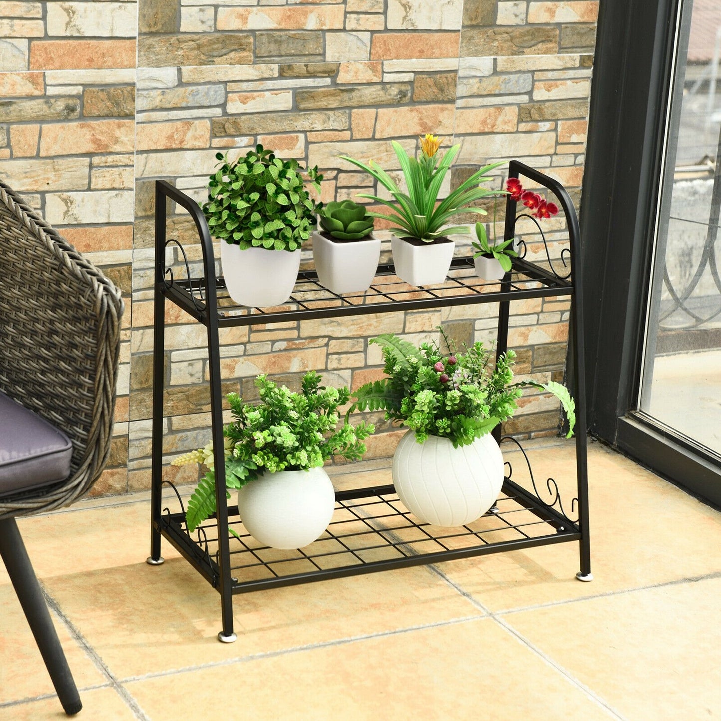 2-tier Patio Metal Plant Stand Kids Crystal