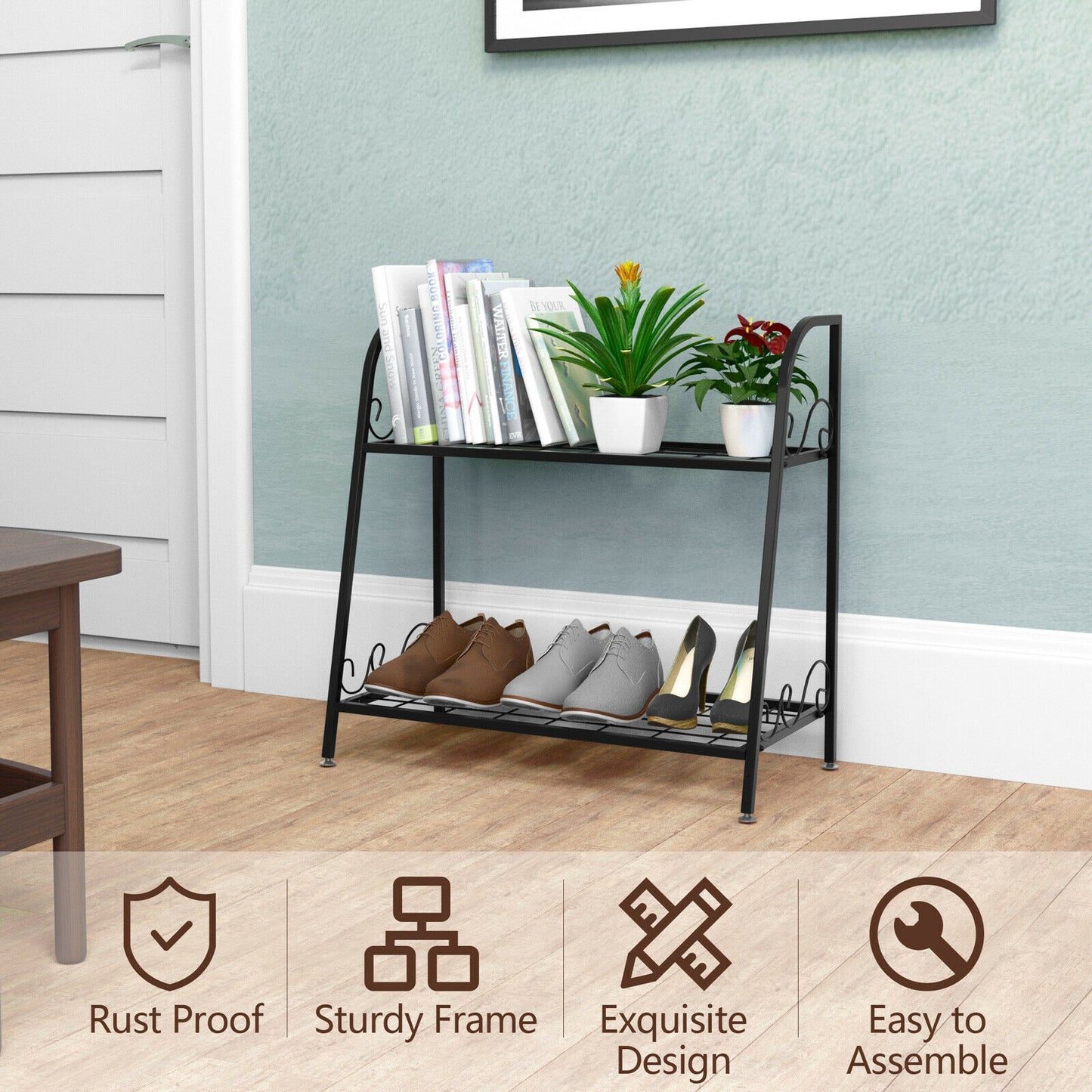 2-tier Patio Metal Plant Stand Kids Crystal