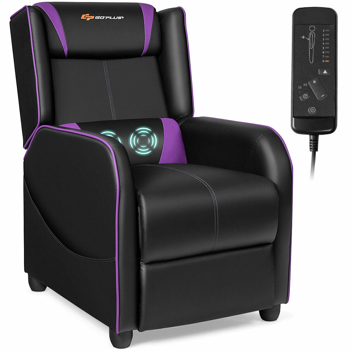 Home Massage Gaming Recliner Chair-Purple Kids Crystal