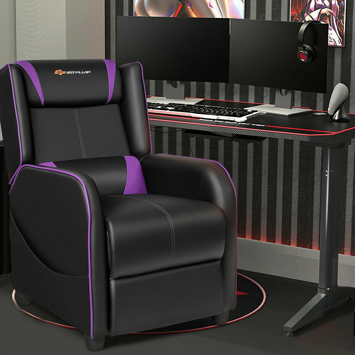 Home Massage Gaming Recliner Chair-Purple Kids Crystal