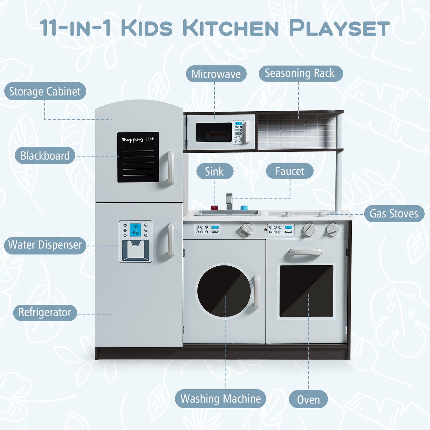 Kids Pretend Play Kitchen Cooking Set with Simulated Sound Kids Crystal