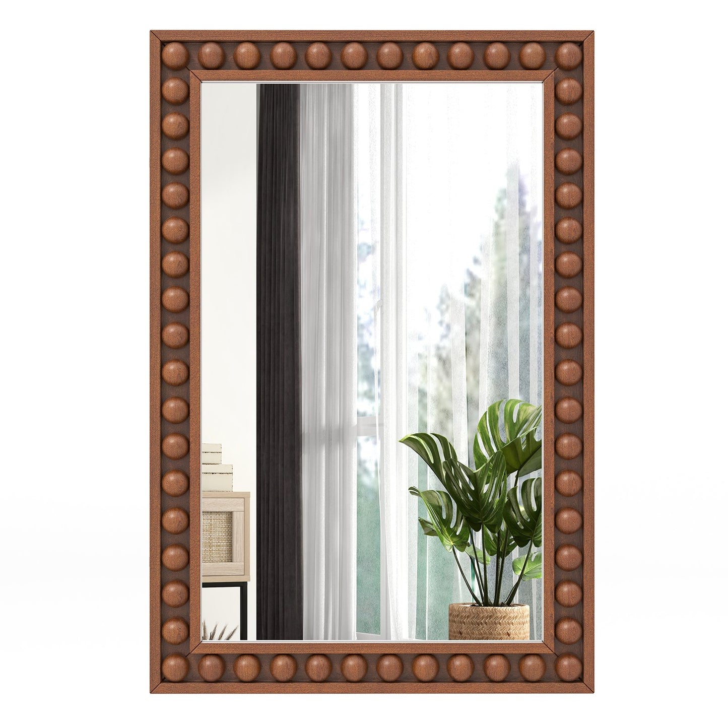 24 x 36 Inches Rustic Wall Mirror with Solid Wood Frame for Living Room Bedroom-Brown Kids Crystal