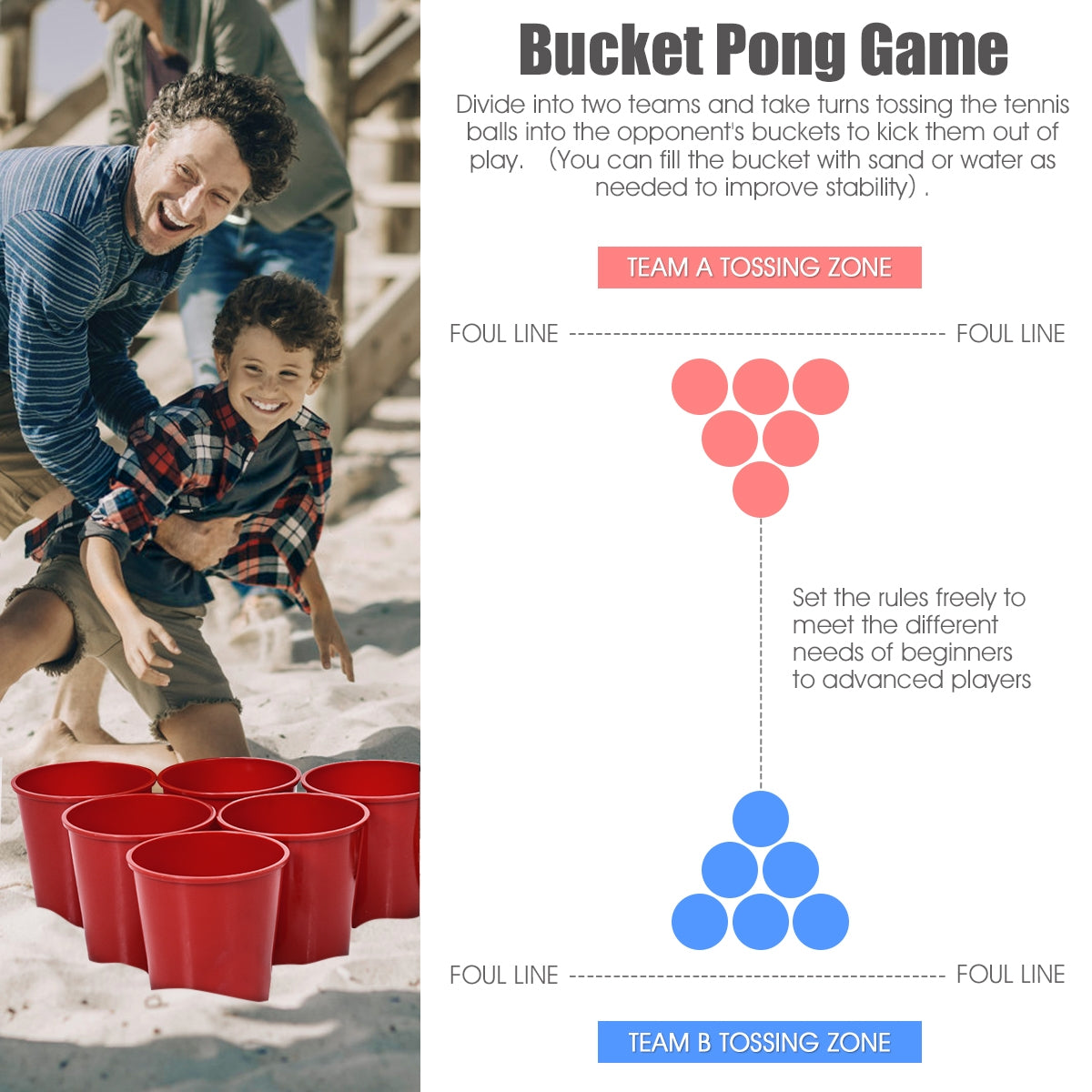 Yard Pong Giant Pong Game Set with Carry Bag Kids Crystal