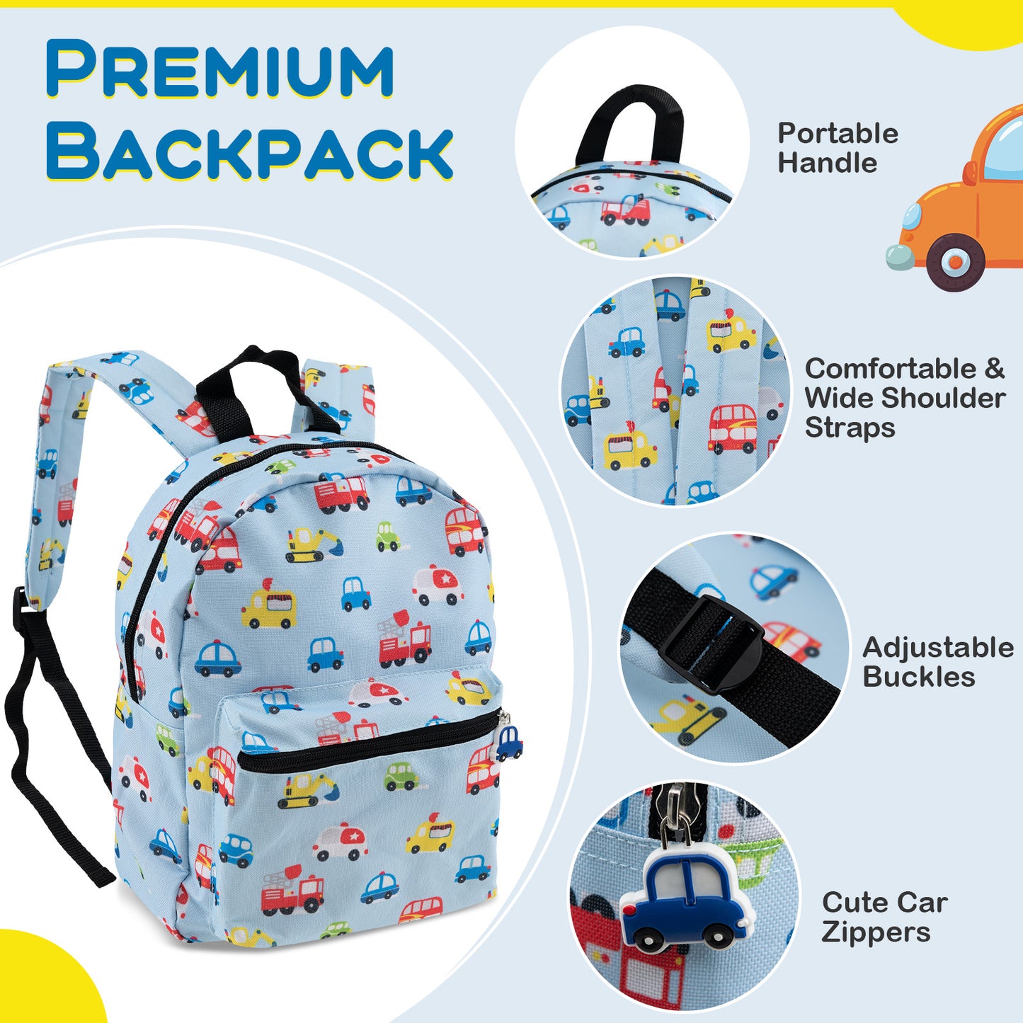 5 Piece Kids Luggage Set with Backpack Neck Pillow Name Tag Lunch Bag-Blue Kids Crystal