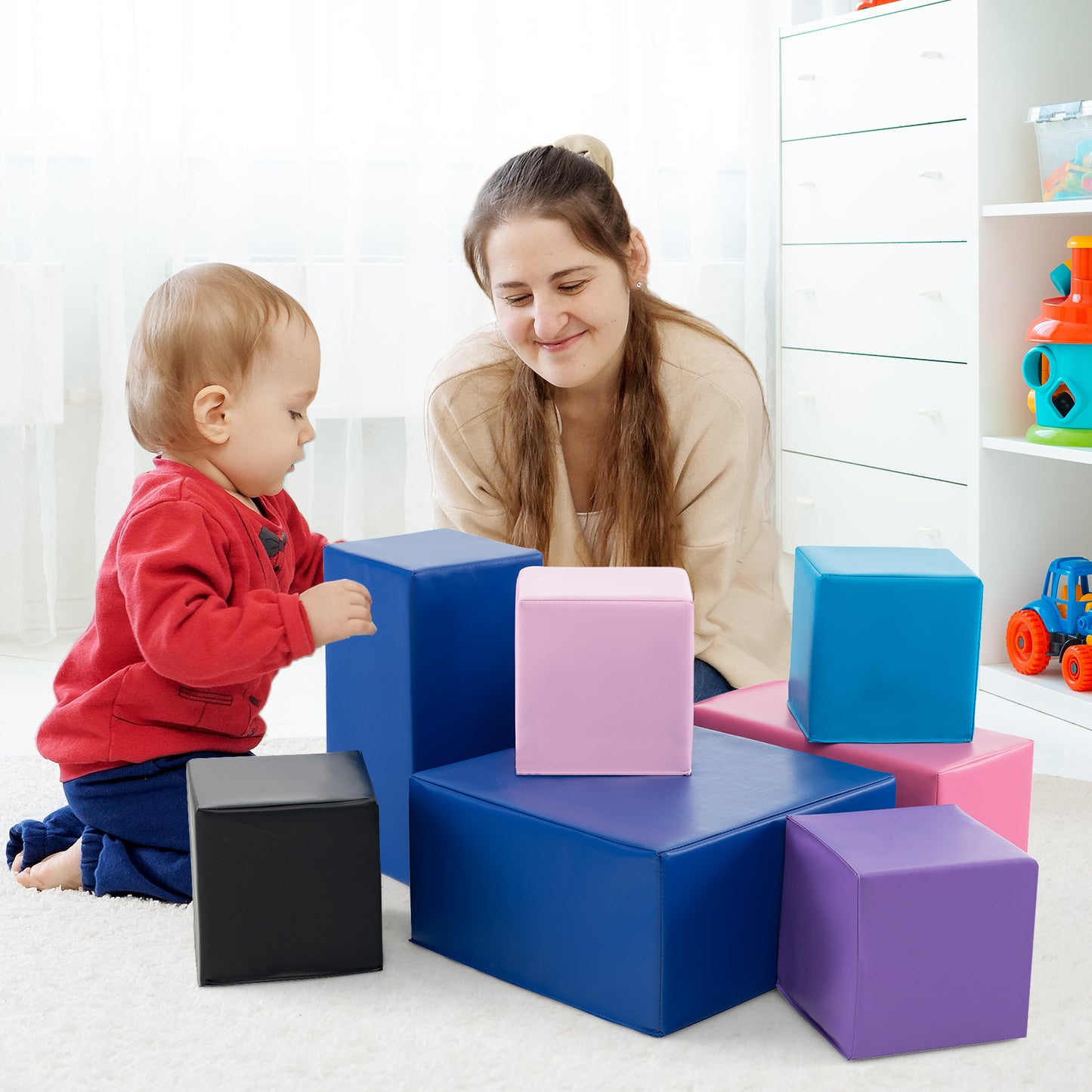 7-Piece Big Foam Building Blocks for Toddlers and Kids Kids Crystal
