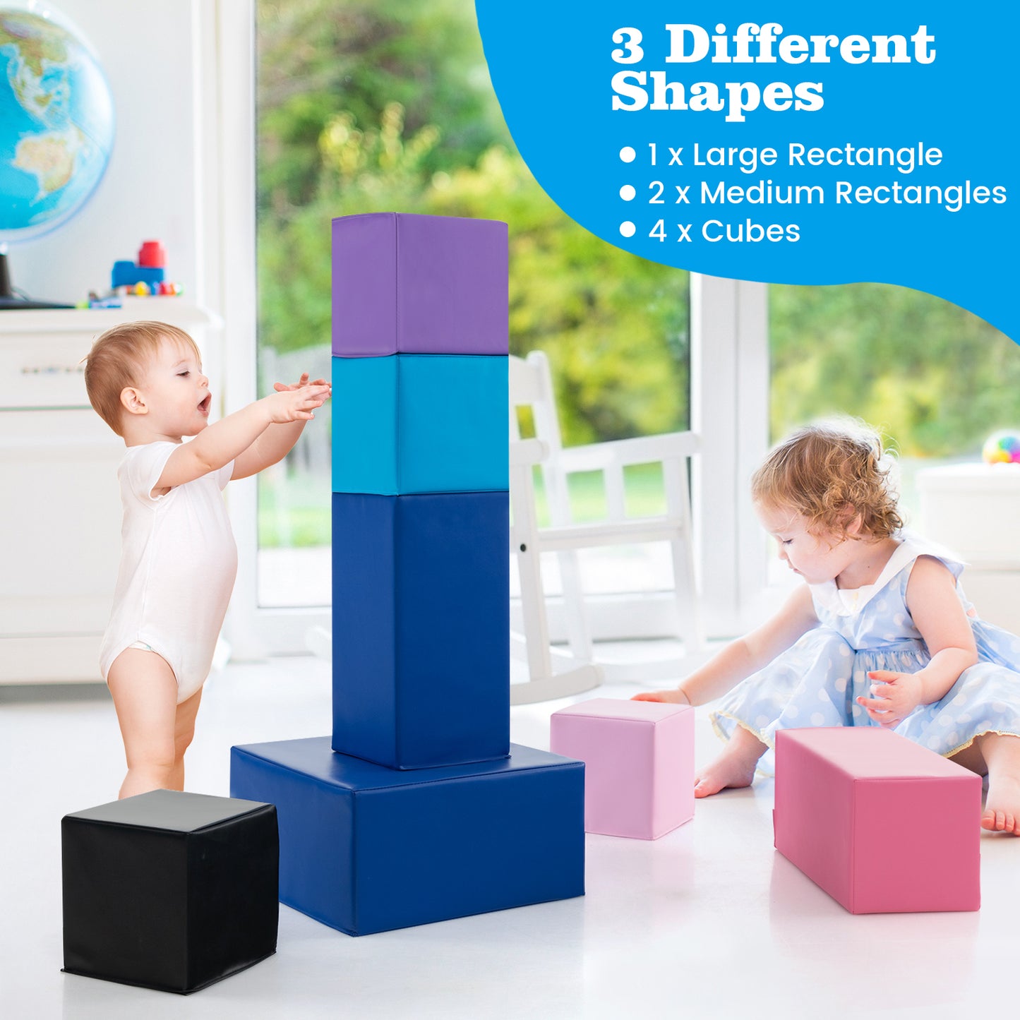 7-Piece Big Foam Building Blocks for Toddlers and Kids Kids Crystal