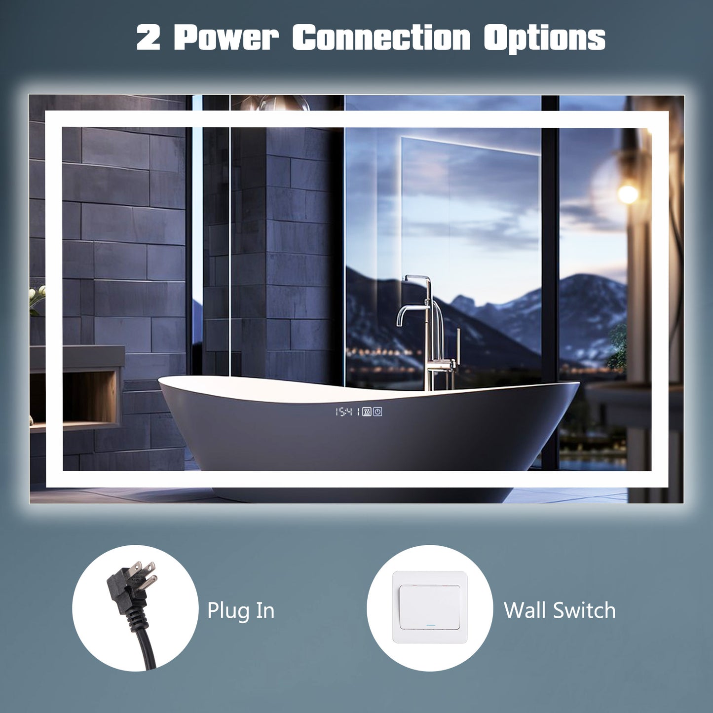 LED Bathroom Mirror Wall Mounted Rectangle Mirror with 3-Color Dimmable Lights-L Kids Crystal