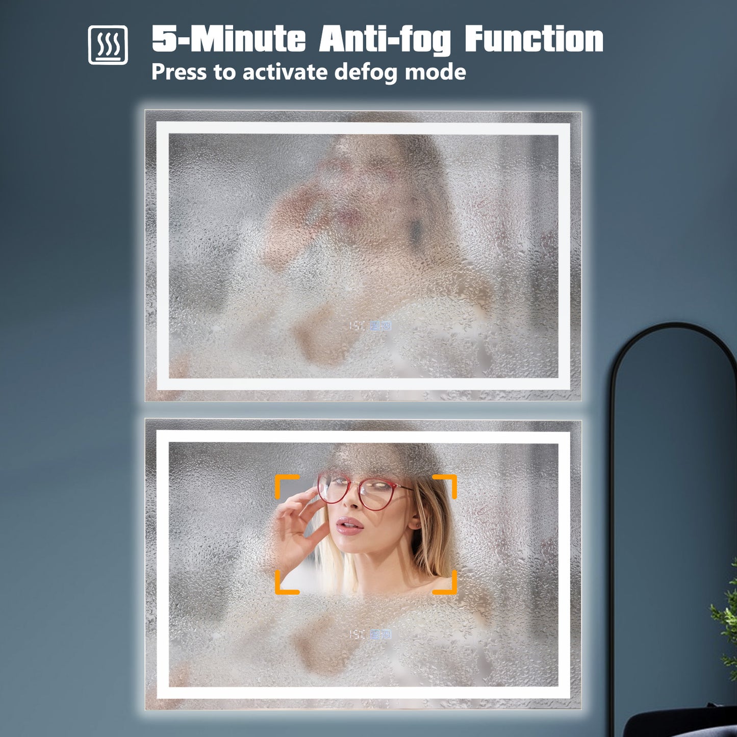 LED Bathroom Mirror Wall Mounted Rectangle Mirror with 3-Color Dimmable Lights-S Kids Crystal
