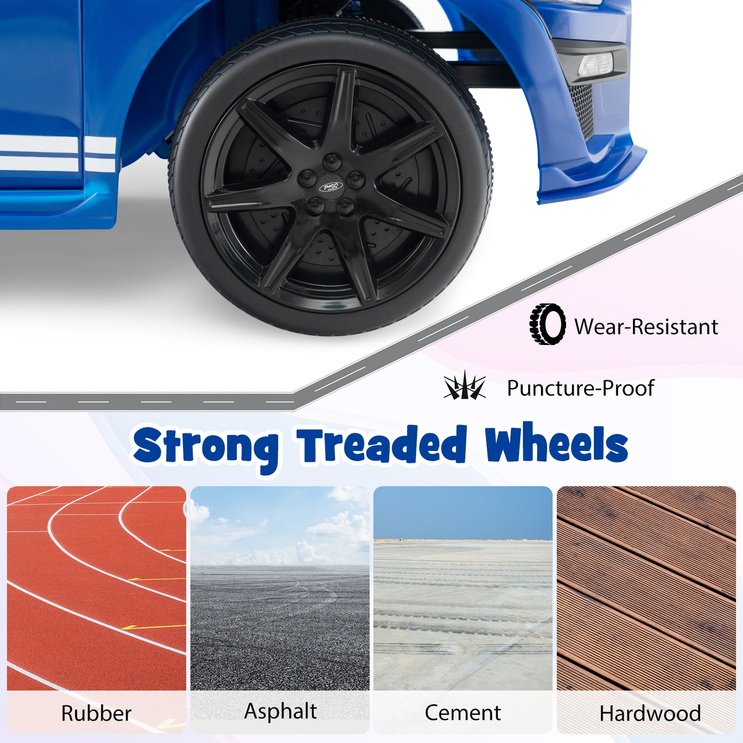 12V Licensed Ford Mustang Shelby GT500 Kids Ride on Car with Remote Control for Kids Aged 3-8-Blue Kids Crystal