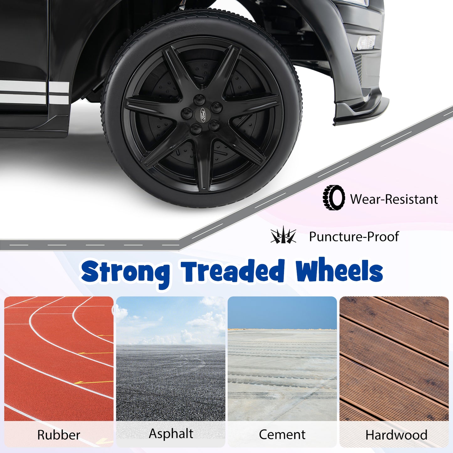 12V Licensed Ford Mustang Shelby GT500 Kids Ride on Car with Remote Control for Kids Aged 3-8-Black Kids Crystal