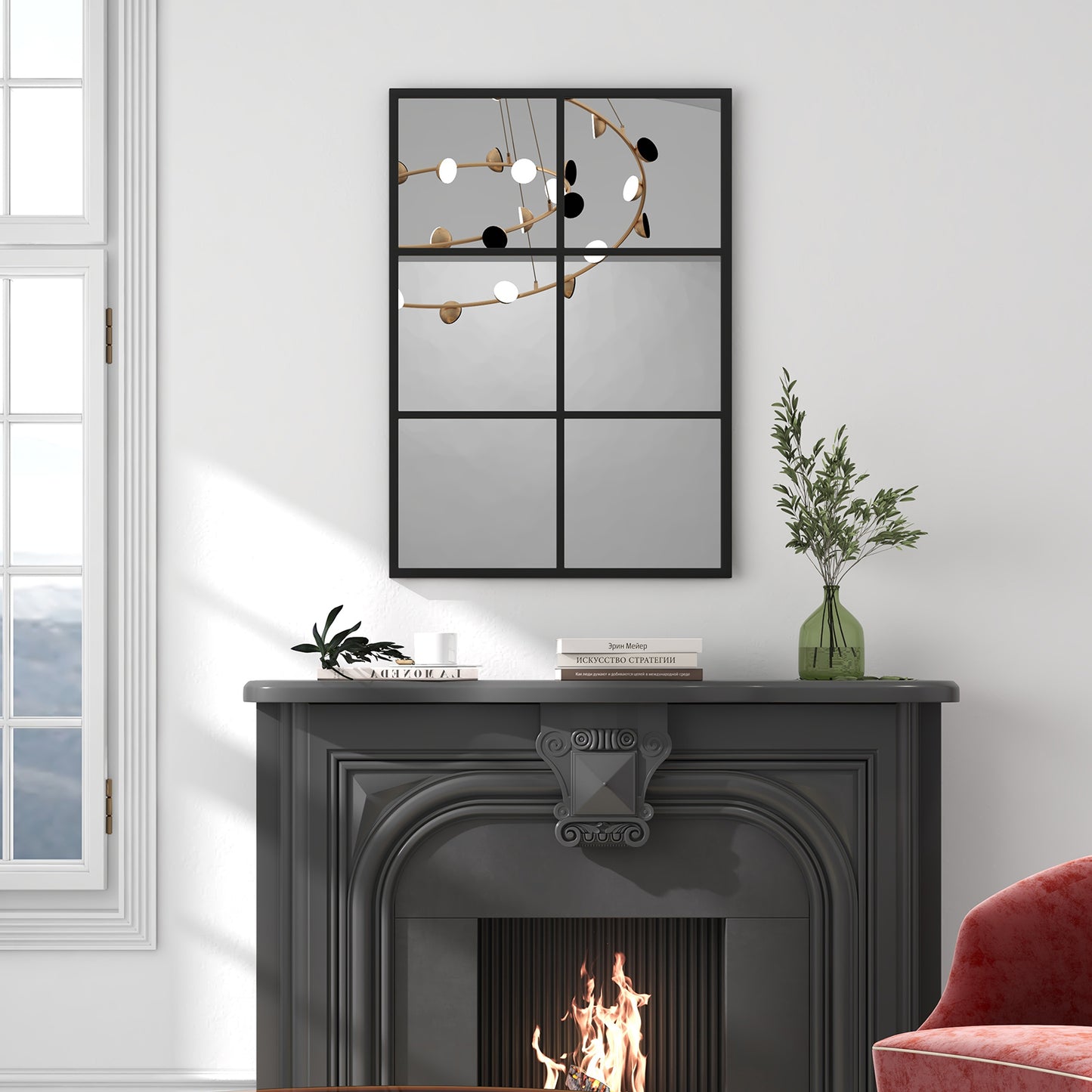 3-Layered Decorative Wall Mirror with Metal Frame for Dining Living Room-Black Kids Crystal