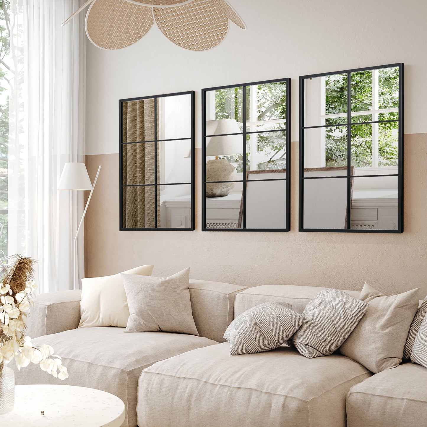 3-Layered Decorative Wall Mirror with Metal Frame for Dining Living Room-Black Kids Crystal