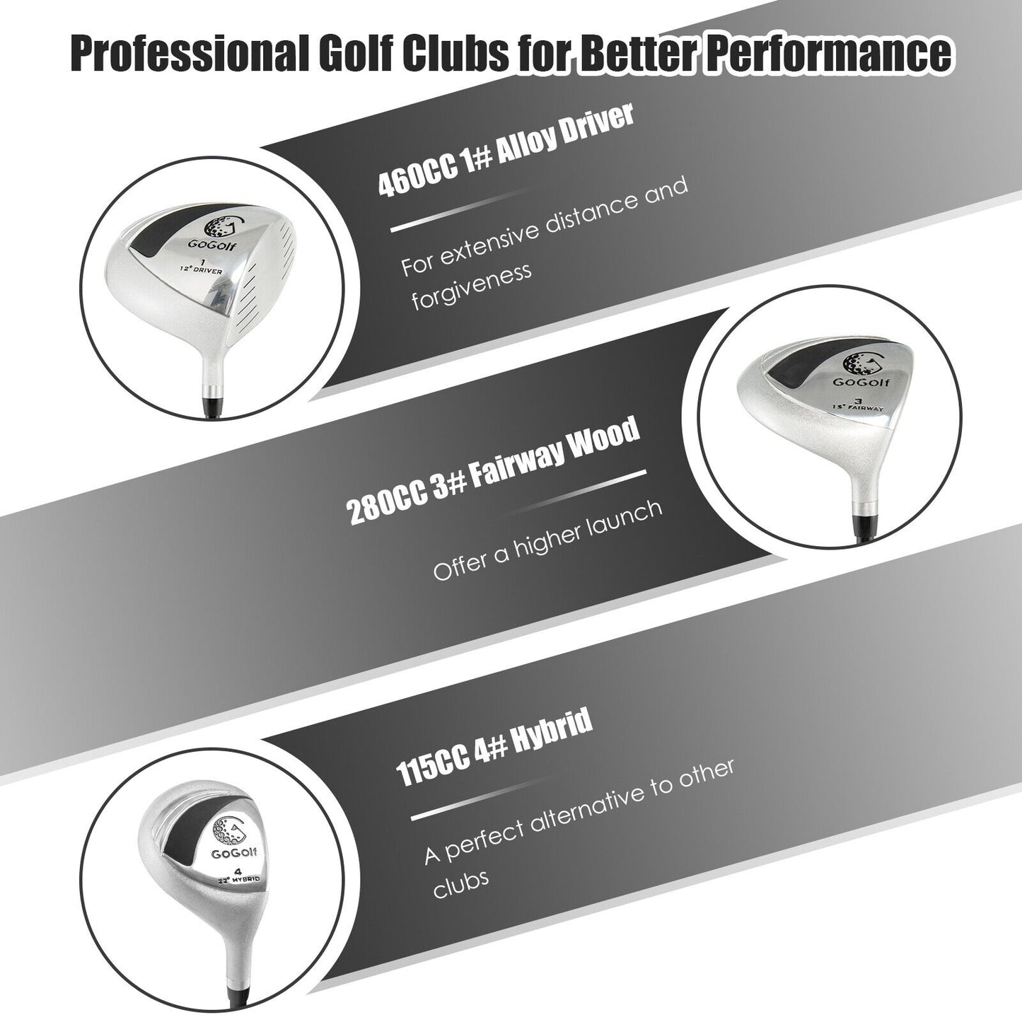 10 Pieces Womens Complete Golf Club Set with Alloy Driver Kids Crystal