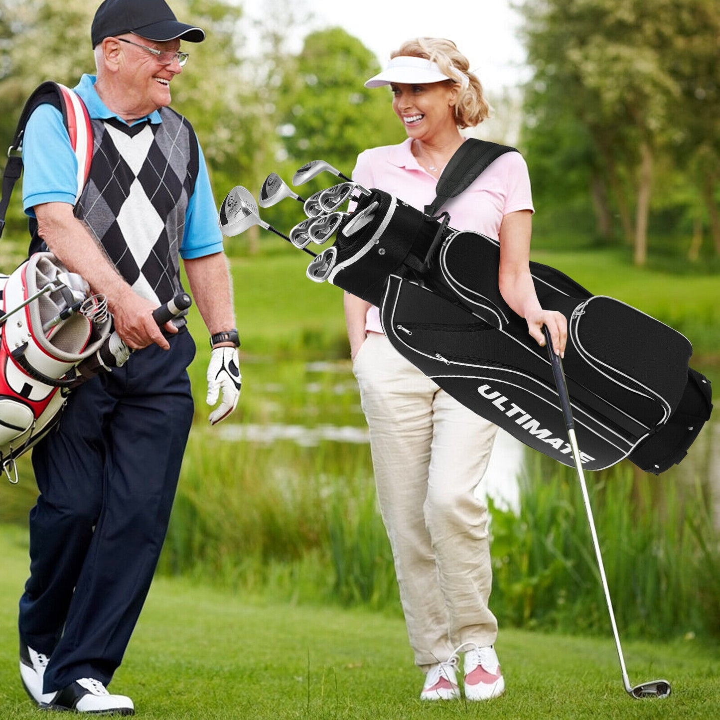 10 Pieces Womens Complete Golf Club Set with Alloy Driver Kids Crystal