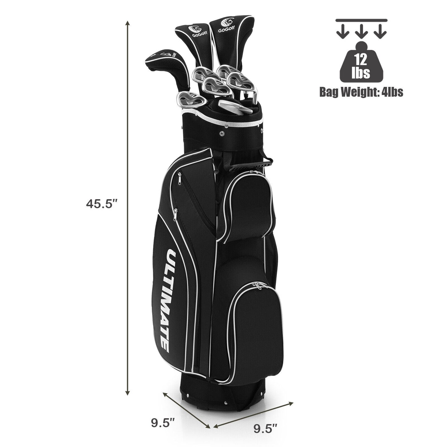 10 Pieces Womens Complete Golf Club Set with Alloy Driver Kids Crystal