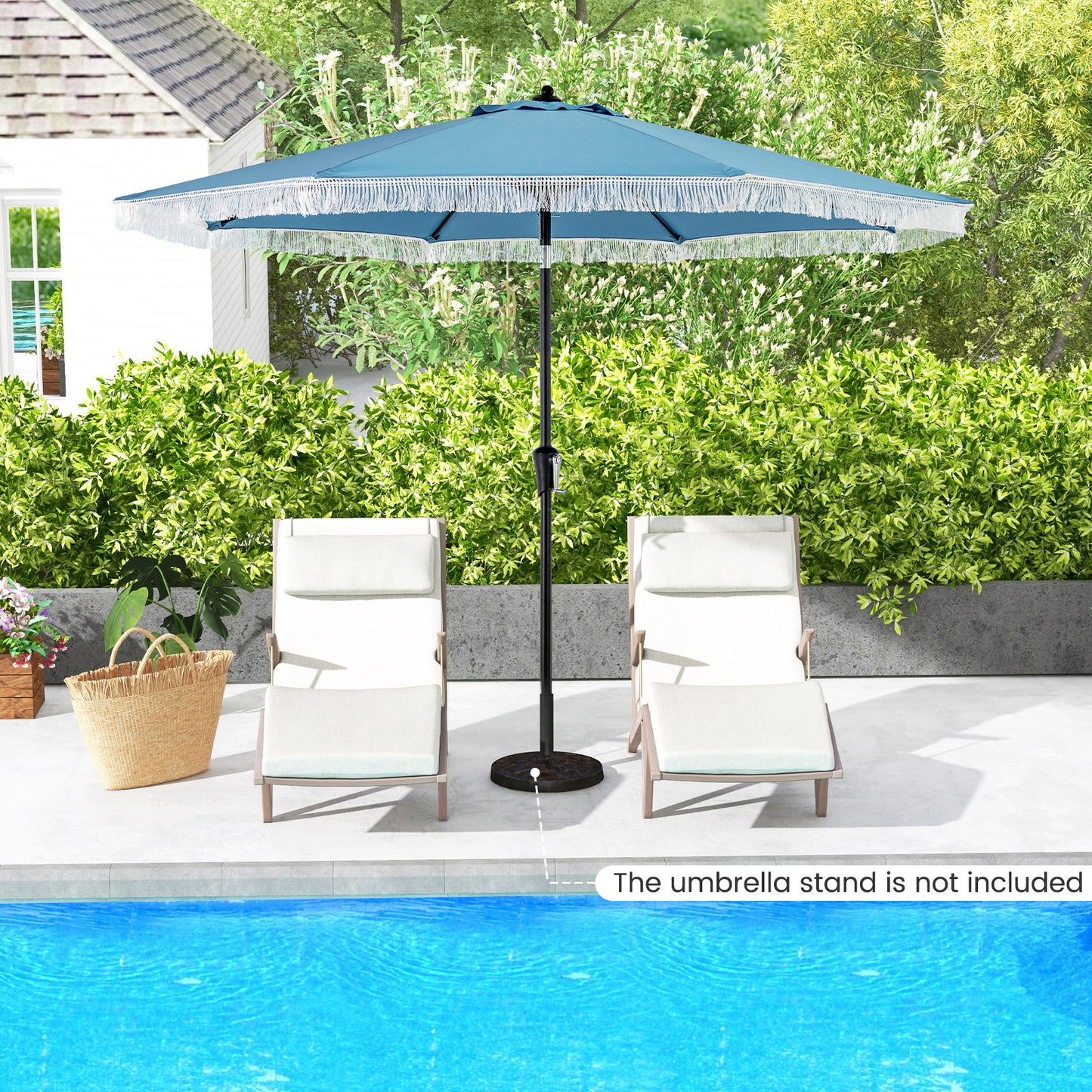 9 FT Patio Umbrella with Sun-Protective Canopy for Patio Garden Pool-Navy Kids Crystal