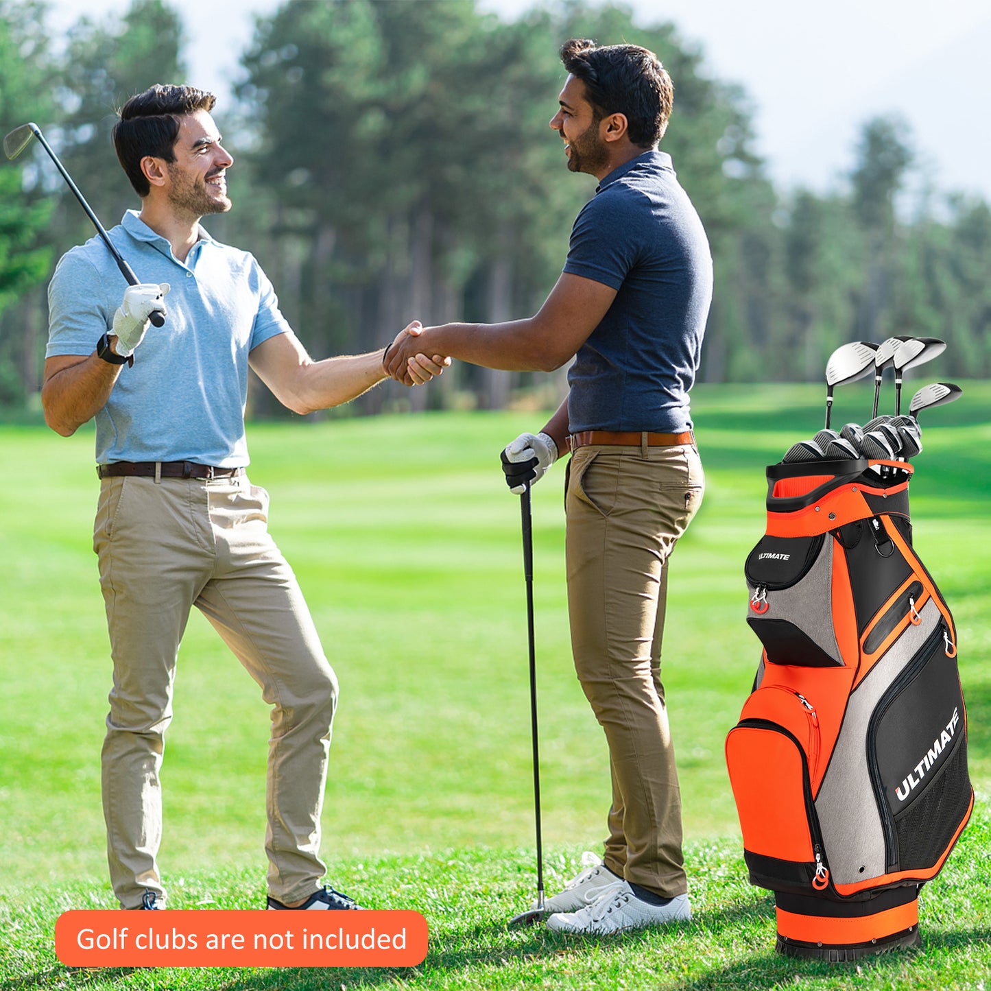 10.5 Inch Golf Stand Bag with 14 Way Dividers and 7 Zippered Pockets-Orange Kids Crystal
