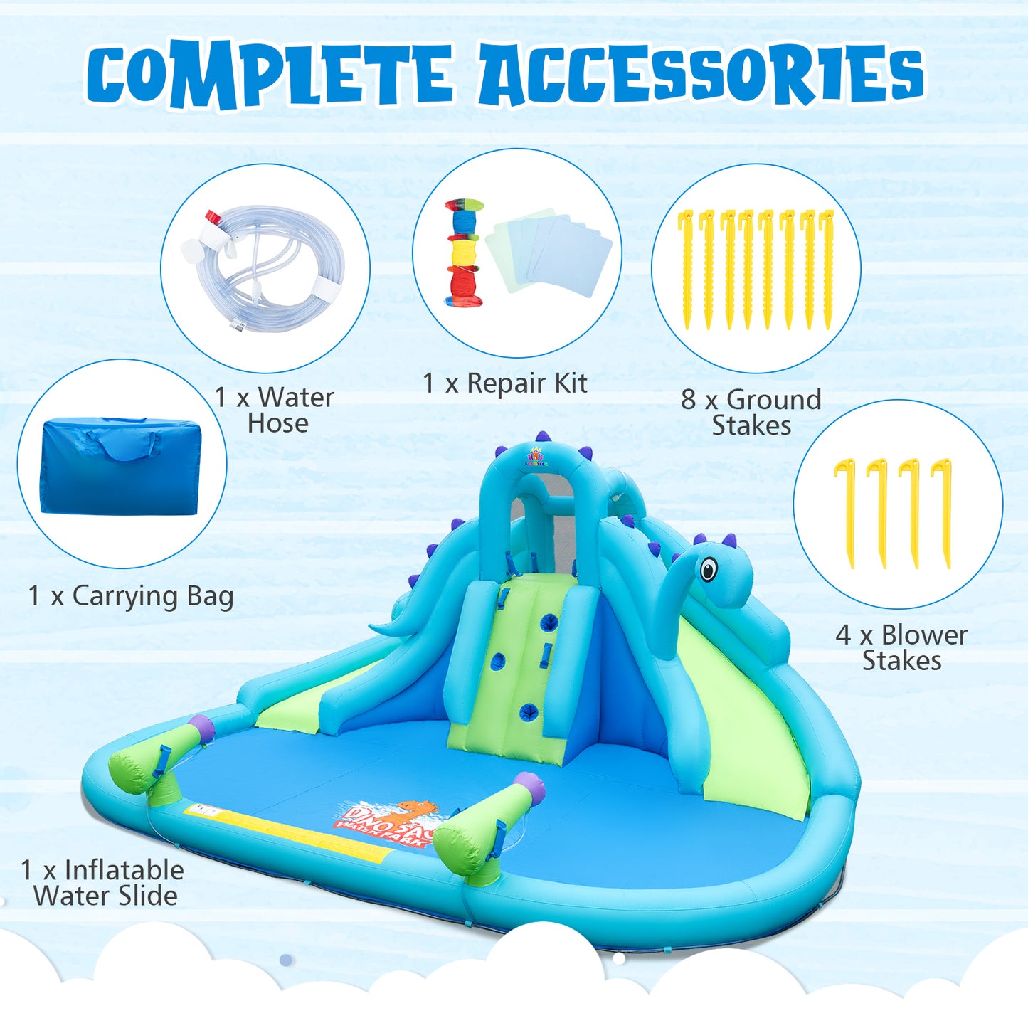Inflatable Water Slide with Dual Slides and Large Splash Pool (Without Blower) Kids Crystal