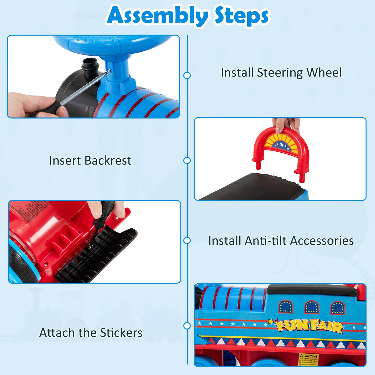 6V Electric Kids Ride On Car Toy Train with 16 Pieces Tracks-Navy Kids Crystal