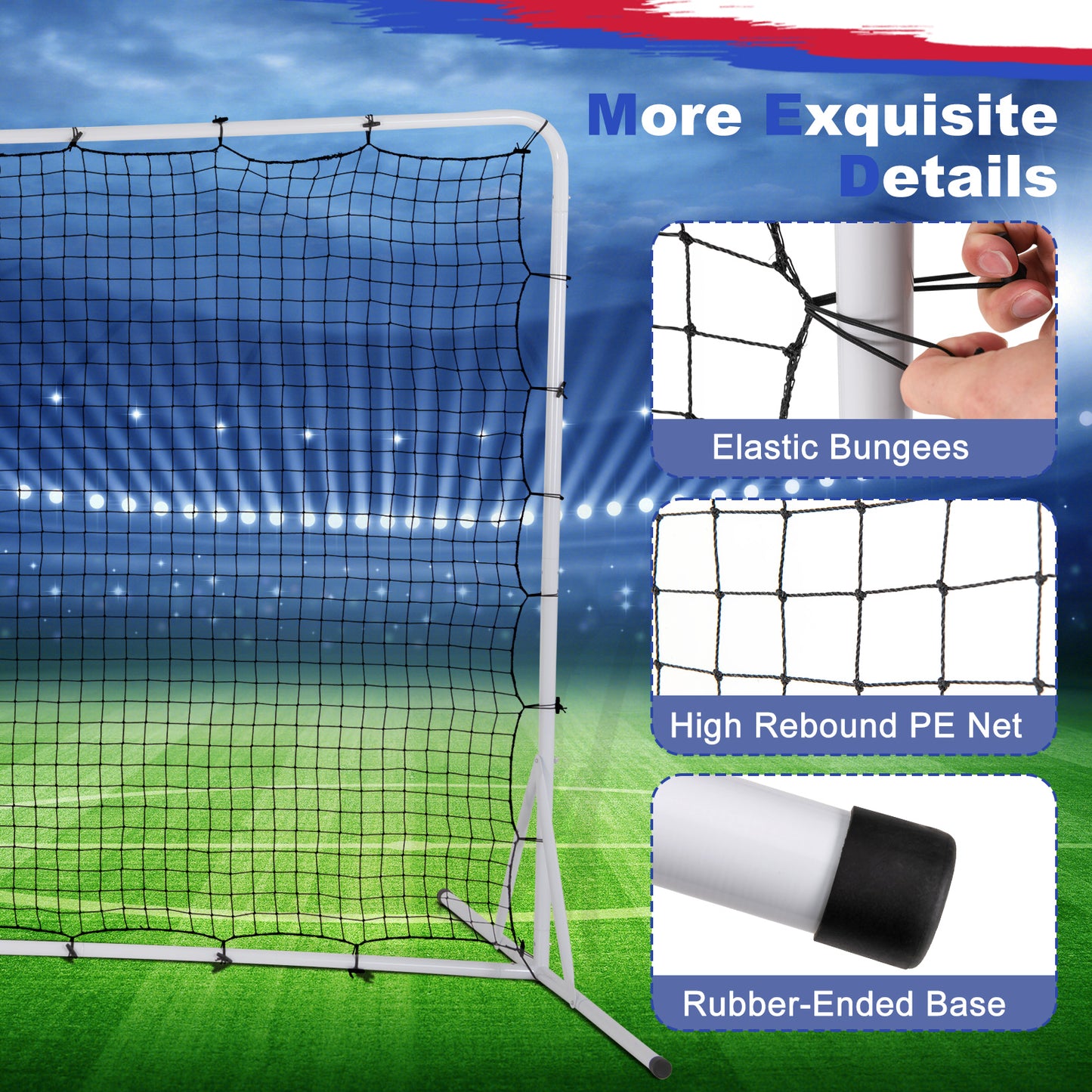 12 x 6 Feet Soccer Rebounder Net with All Weather Net-White Kids Crystal