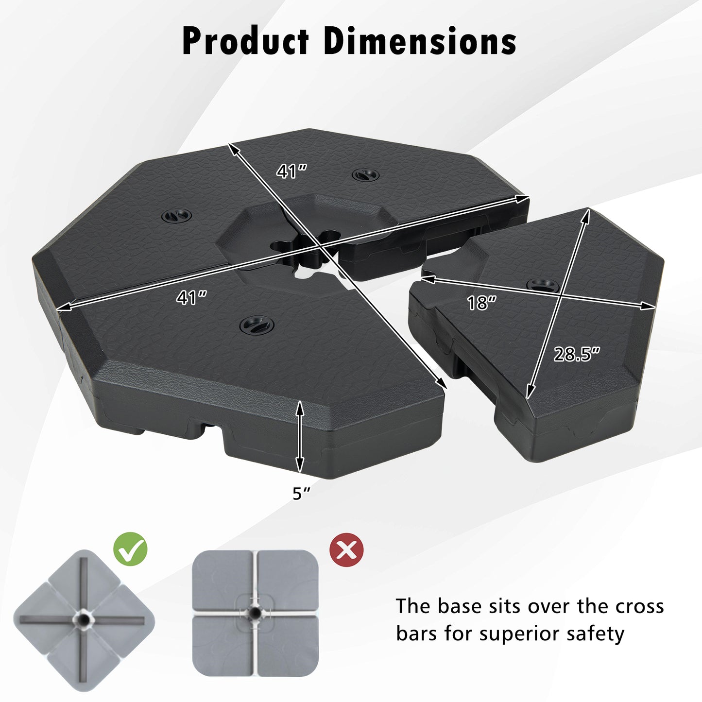 4 Pieces Patio Cantilever Offset Umbrella Weights Base Plate Set Kids Crystal