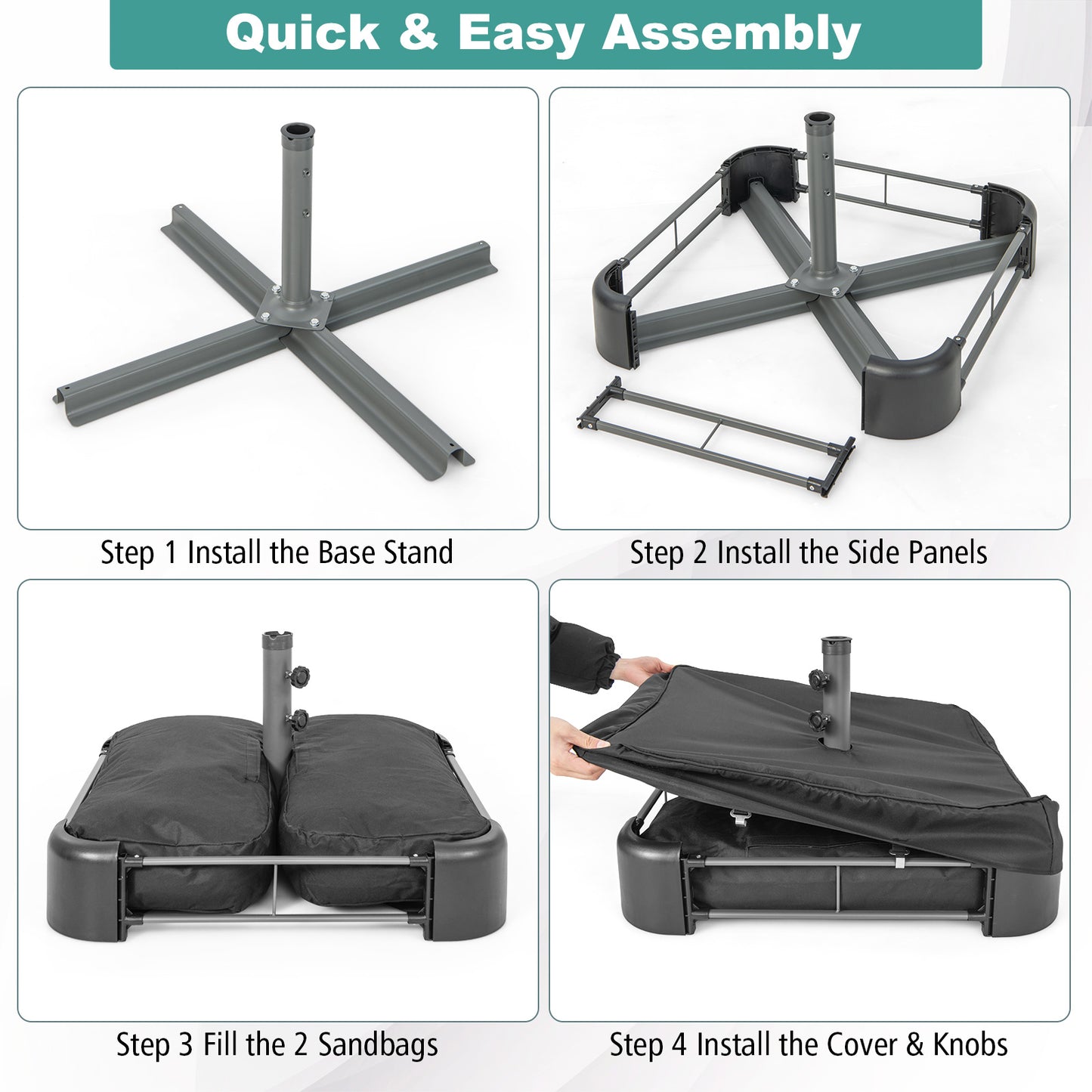 Fillable Umbrella Base with 2 Sandbags and Dust-proof Cover Kids Crystal