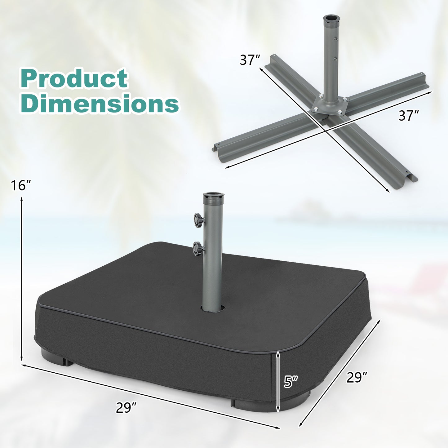 Fillable Umbrella Base with 2 Sandbags and Dust-proof Cover Kids Crystal