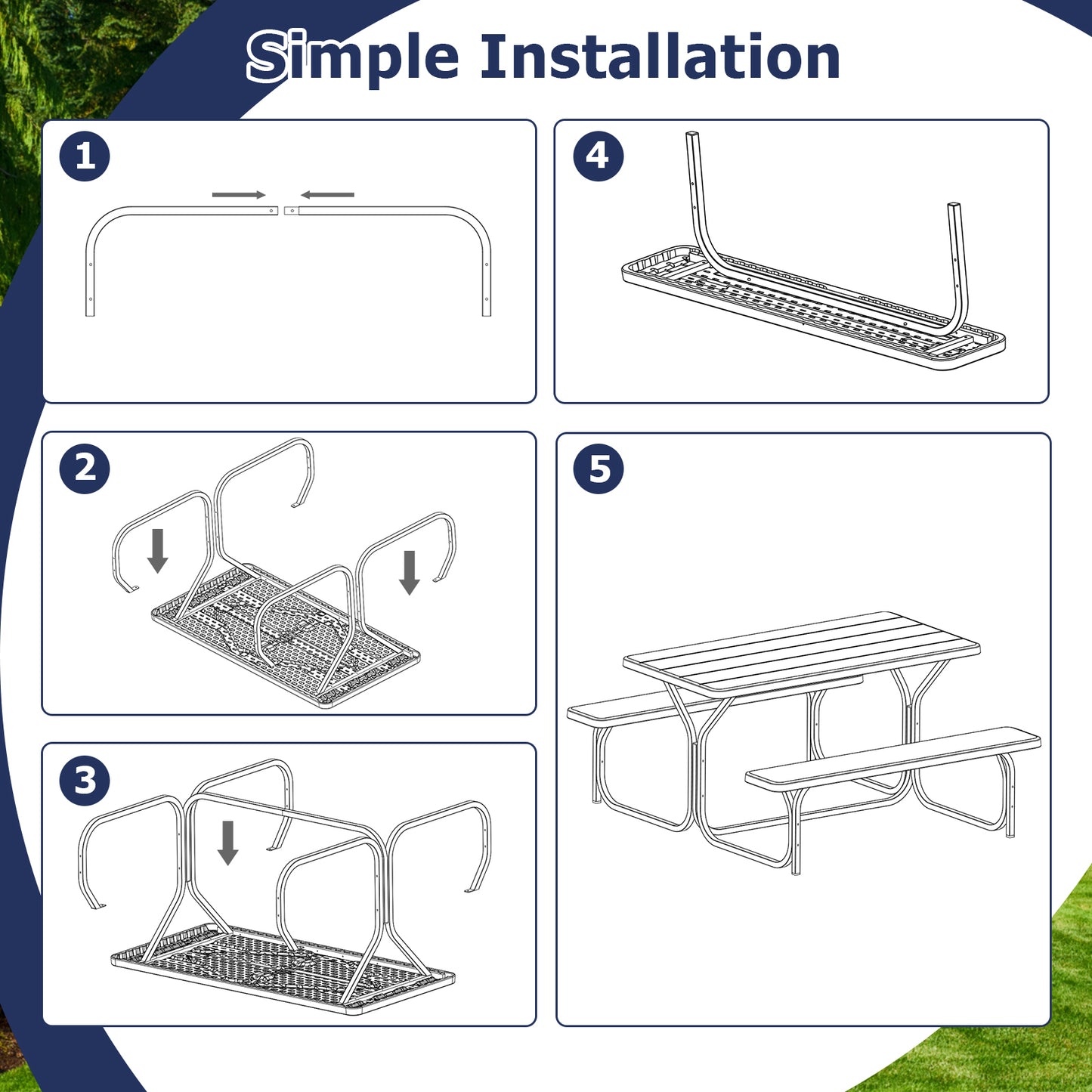 Picnic Table Bench Set for Outdoor Camping -White Kids Crystal