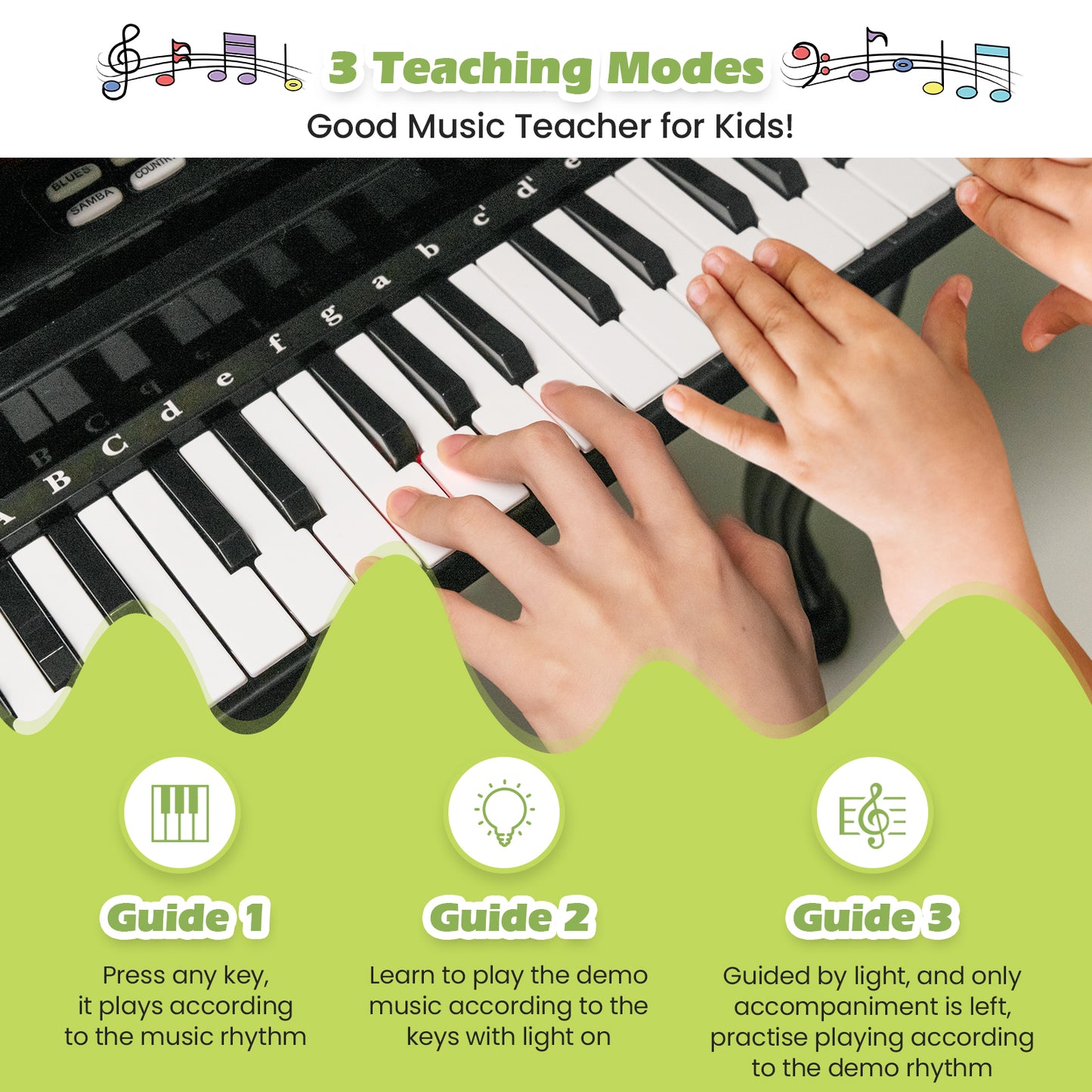 37 Keys Kids Piano Keyboard with Stool and Piano Lid-Black Kids Crystal
