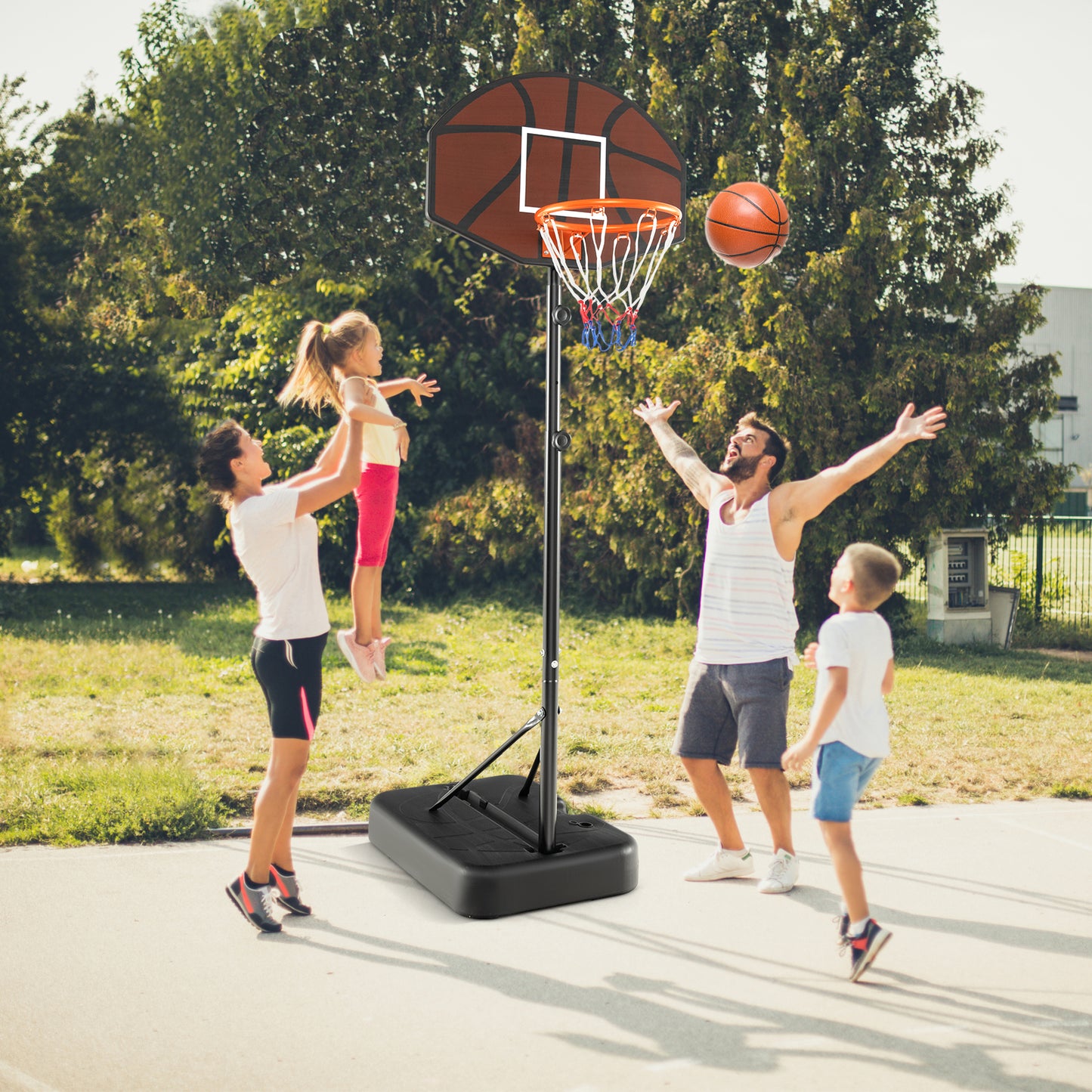 Basketball Hoop 5.6-6.5 FT Height Adjustable for Kids with Shatterproof Backboard Kids Crystal