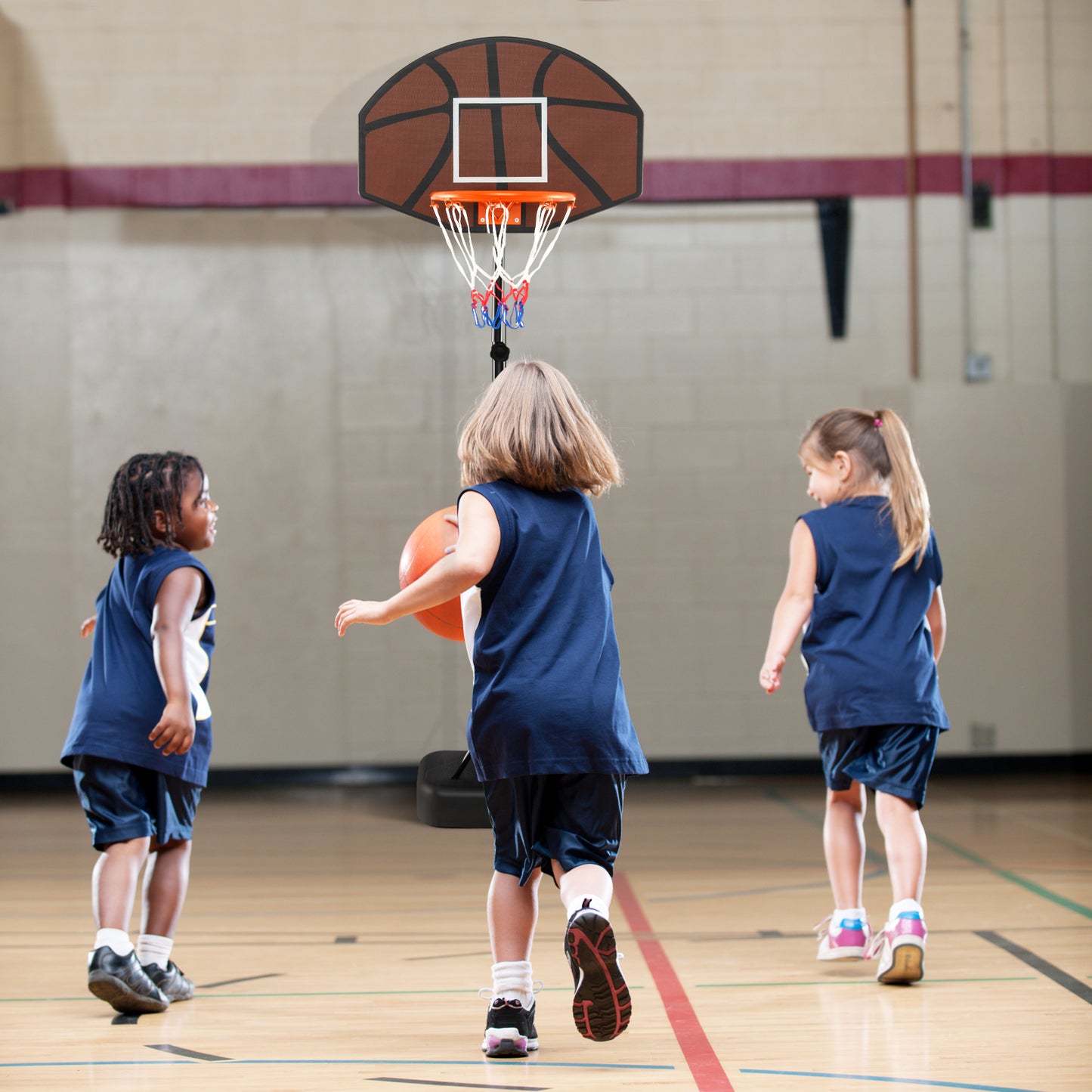 Basketball Hoop 5.6-6.5 FT Height Adjustable for Kids with Shatterproof Backboard Kids Crystal