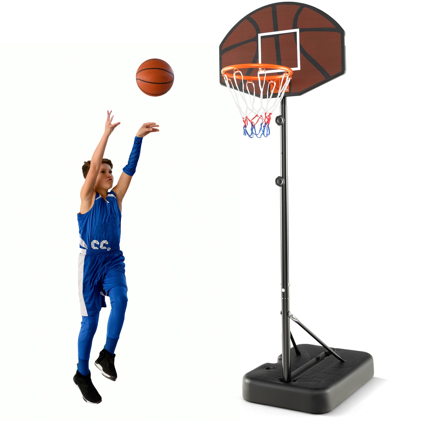 Basketball Hoop 5.6-6.5 FT Height Adjustable for Kids with Shatterproof Backboard Kids Crystal