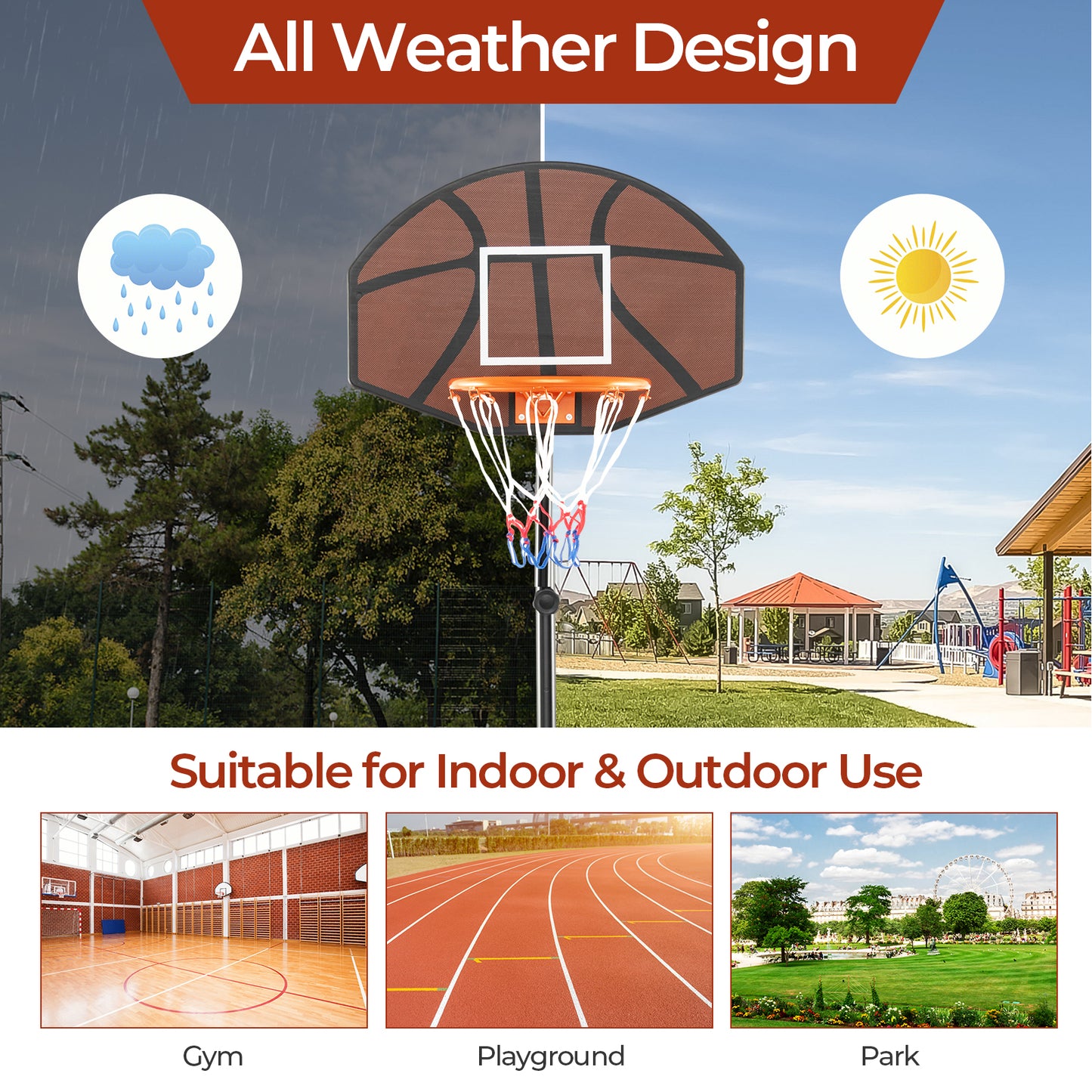 Basketball Hoop 5.6-6.5 FT Height Adjustable for Kids with Shatterproof Backboard Kids Crystal