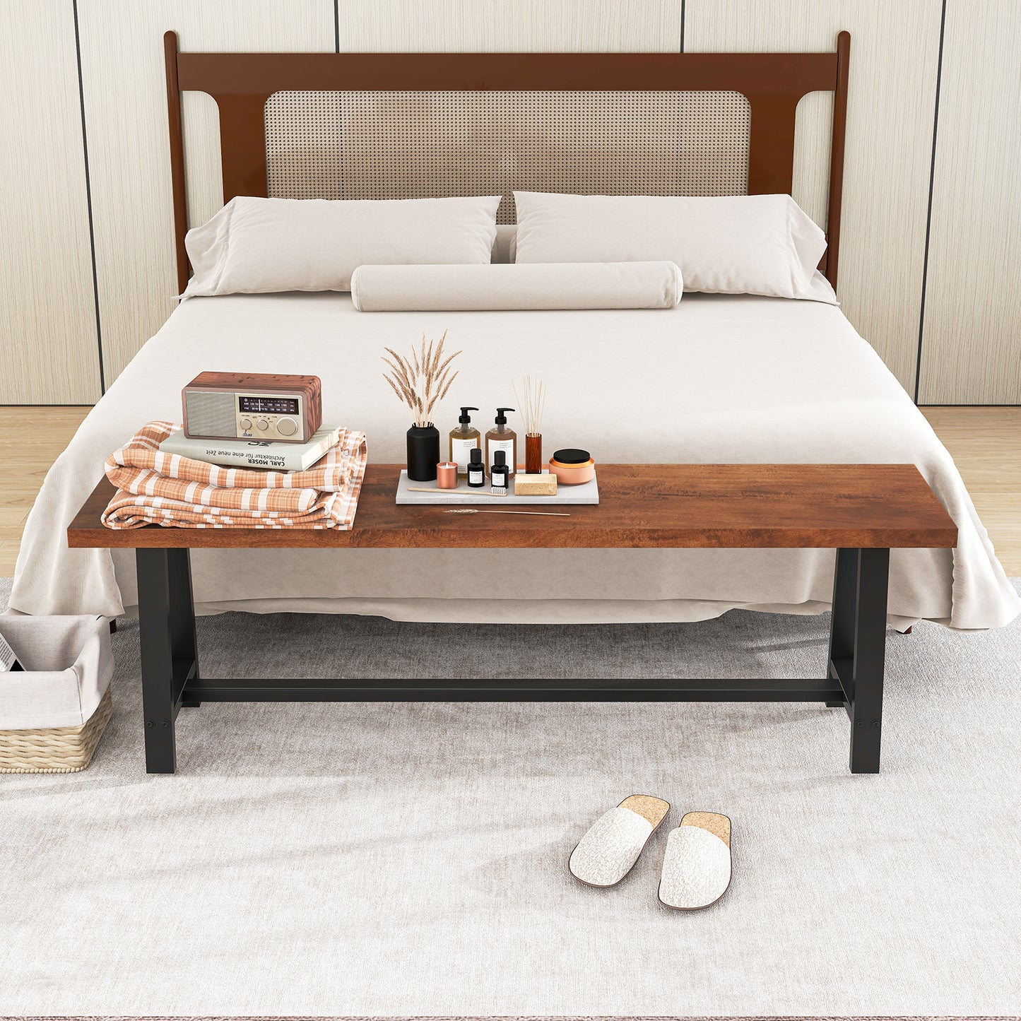 60 Inch Dining Bench 3 Person Entryway Shoe Bench with Metal Frame-60 inches Kids Crystal