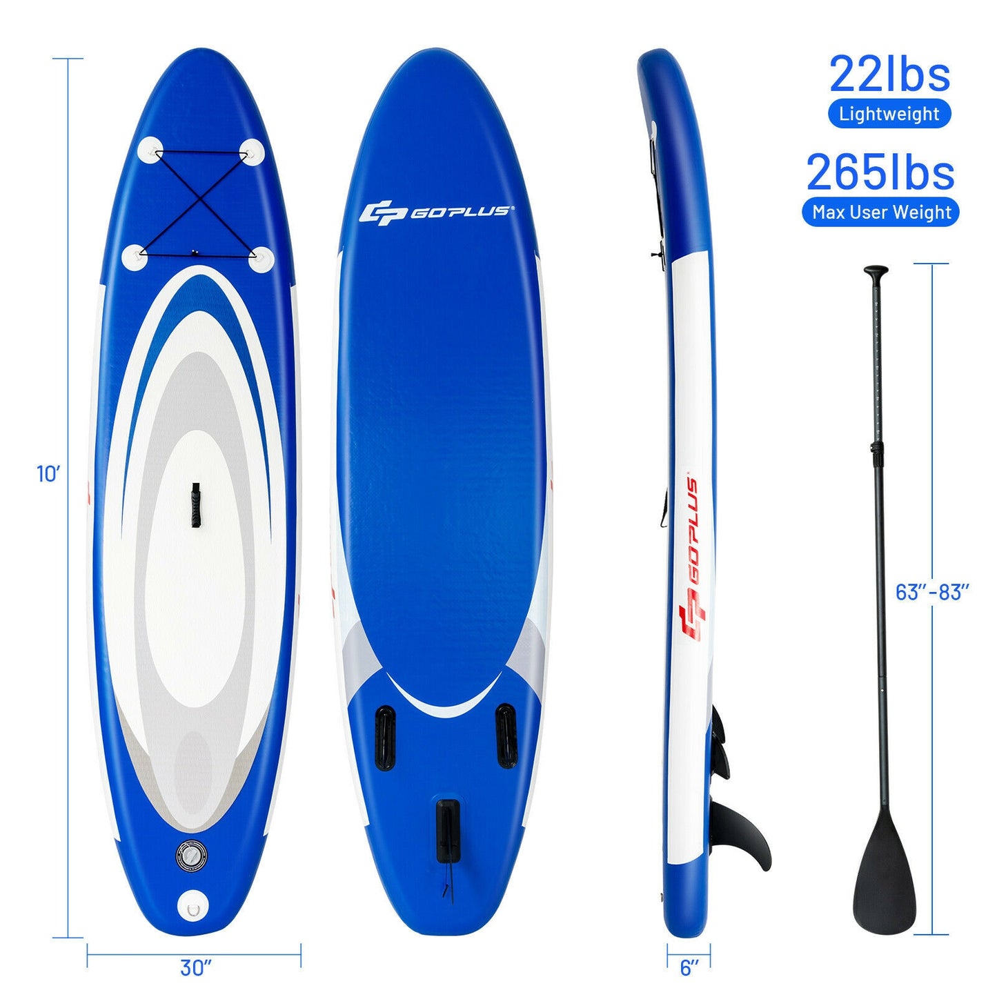 10 Feet Inflatable Stand Up Paddle Surfboard with Bag Kids Crystal