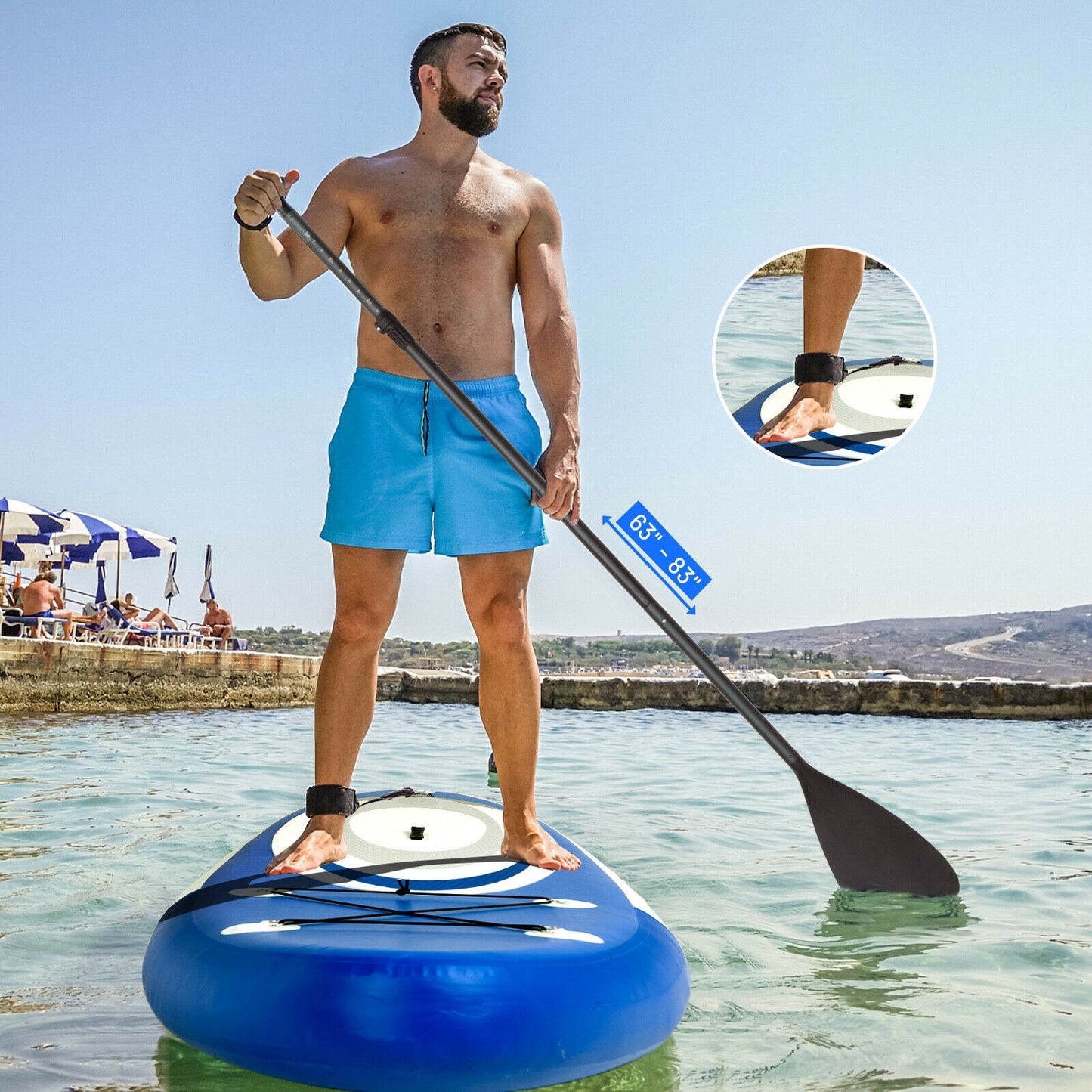 10 Feet Inflatable Stand Up Paddle Surfboard with Bag Kids Crystal