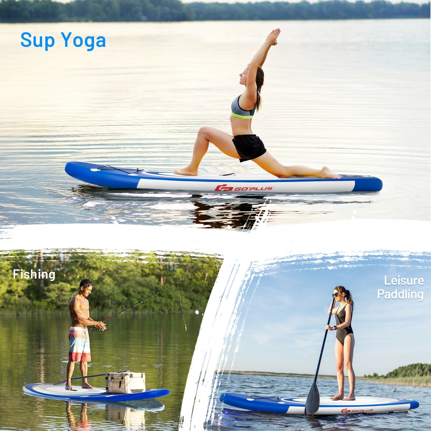 10 Feet Inflatable Stand Up Paddle Surfboard with Bag Kids Crystal