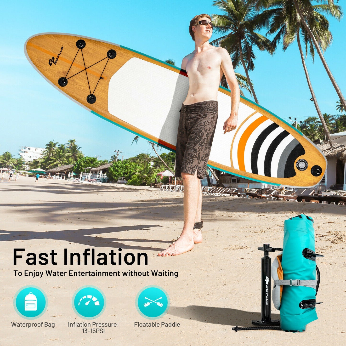11 Inch Inflatable Stand up Paddle Board SUP with Bag Kids Crystal