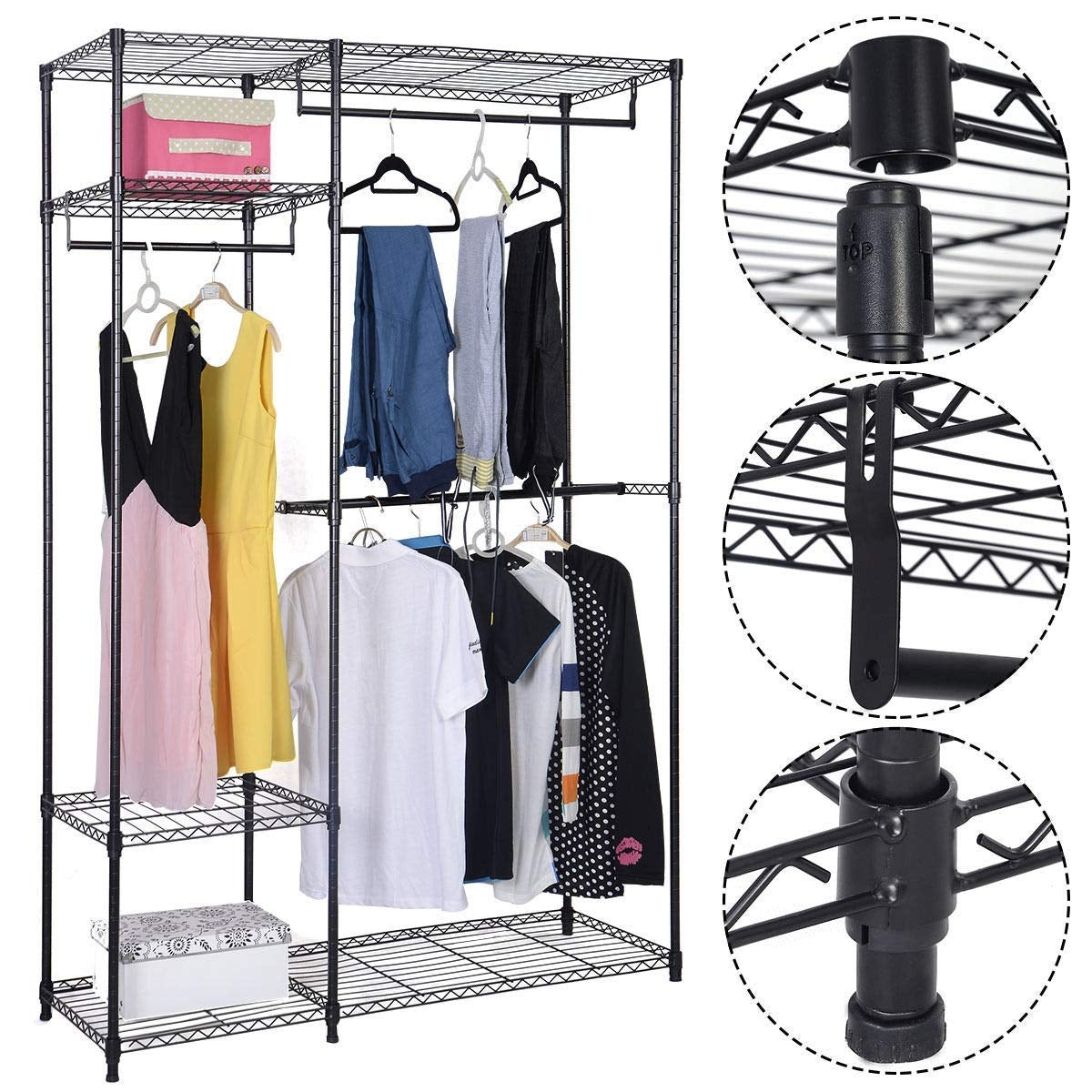 Portable Steel Closet Hanger Storage Rack Organizer Kids Crystal