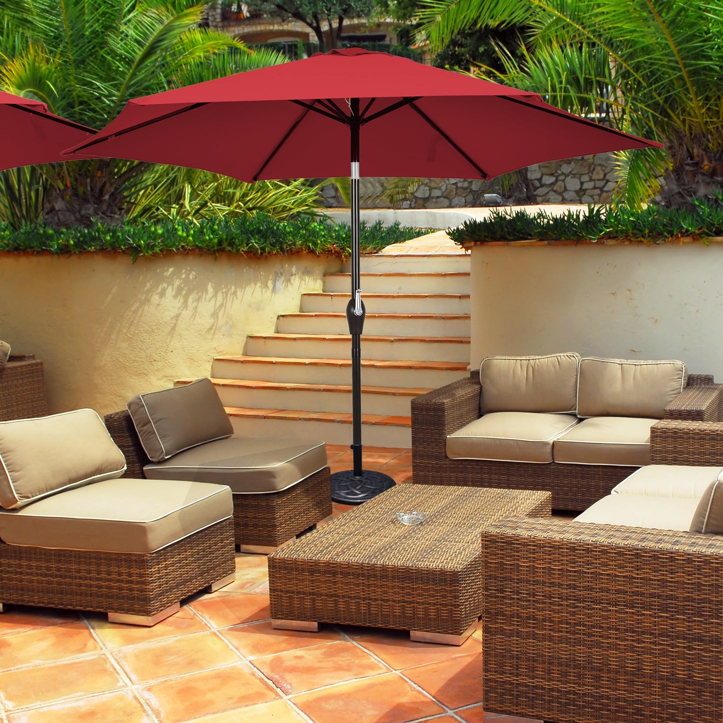 10 Feet Outdoor Patio Umbrella with Tilt Adjustment and Crank-Burgundy Kids Crystal