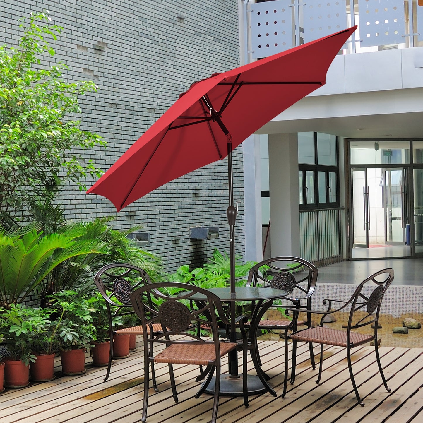10 Feet Outdoor Patio Umbrella with Tilt Adjustment and Crank-Burgundy Kids Crystal