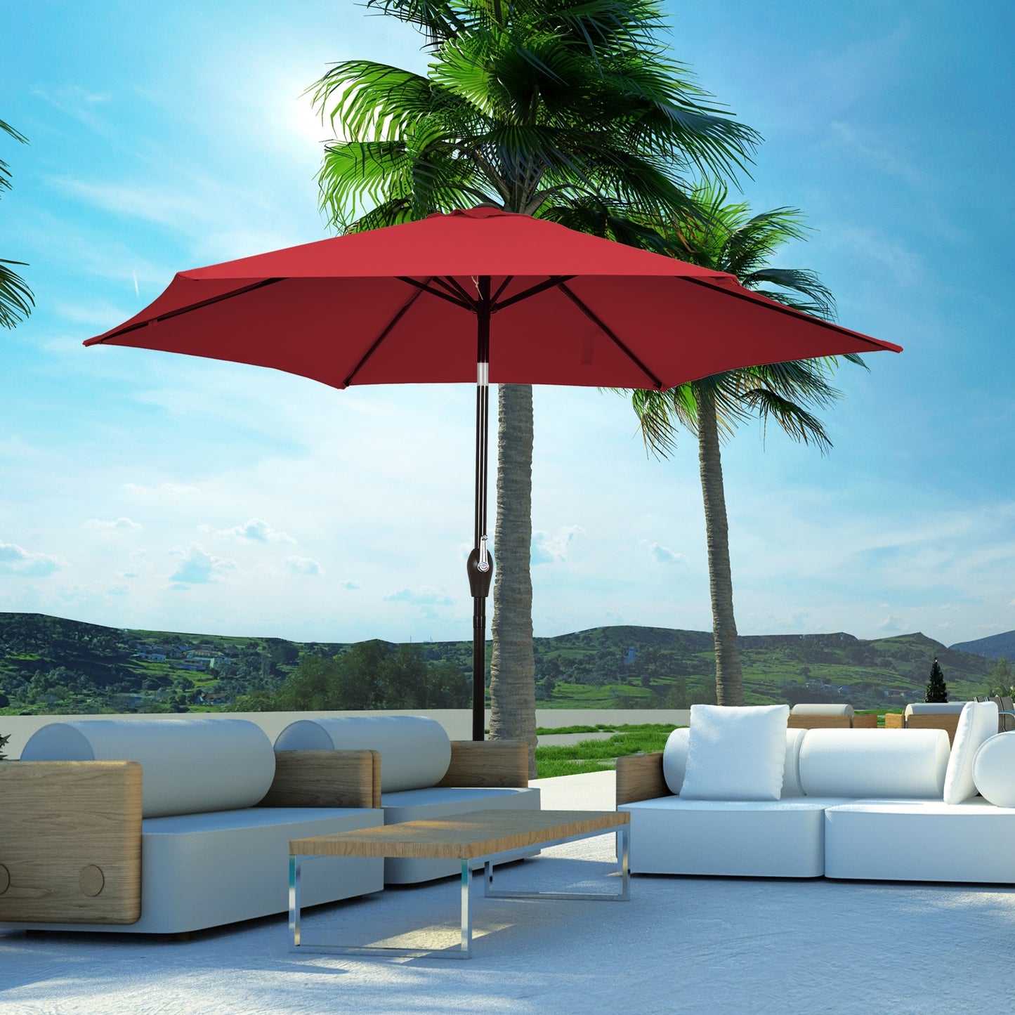10 Feet Outdoor Patio Umbrella with Tilt Adjustment and Crank-Burgundy Kids Crystal