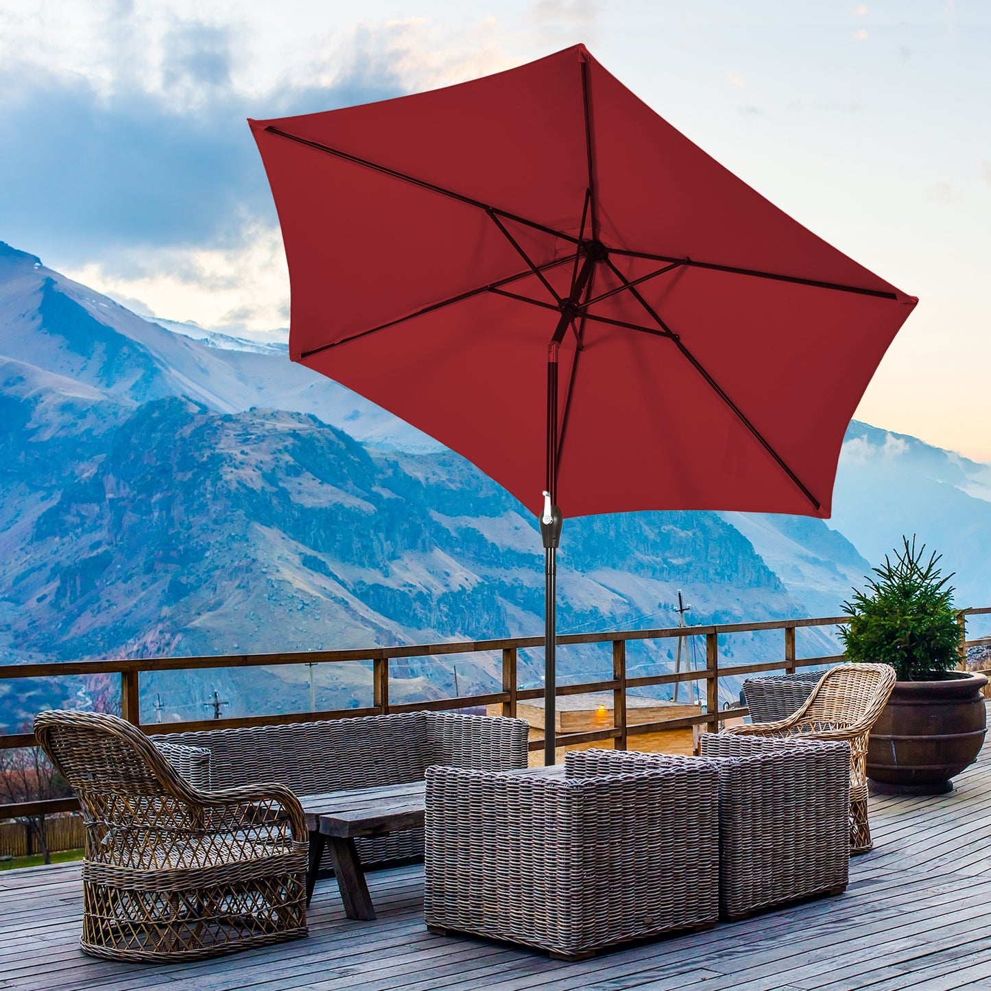 10 Feet Outdoor Patio Umbrella with Tilt Adjustment and Crank-Burgundy Kids Crystal