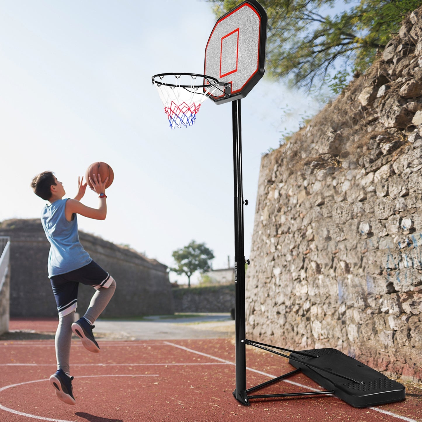 43 Inch Indoor Outdoor Height Adjustable Basketball Hoop Kids Crystal