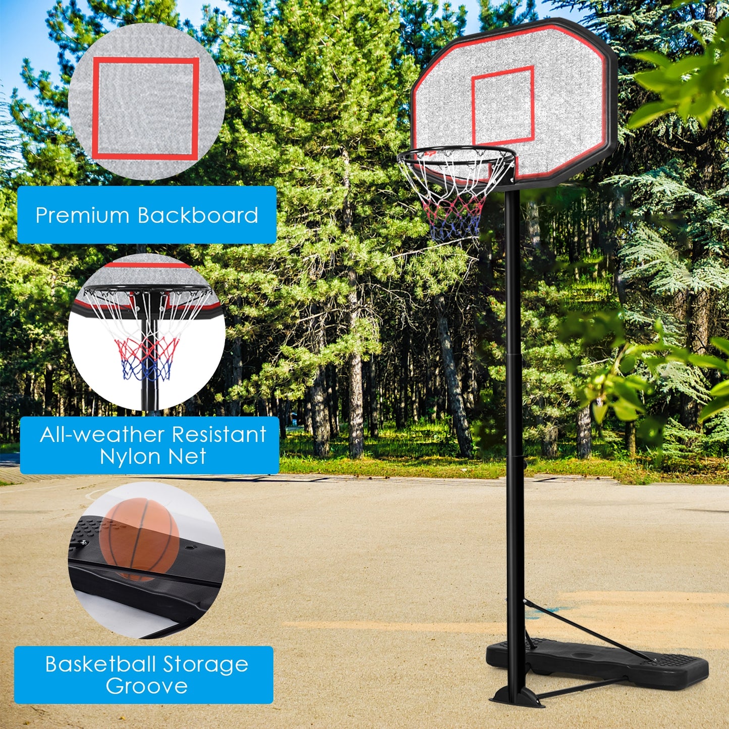 43 Inch Indoor Outdoor Height Adjustable Basketball Hoop Kids Crystal