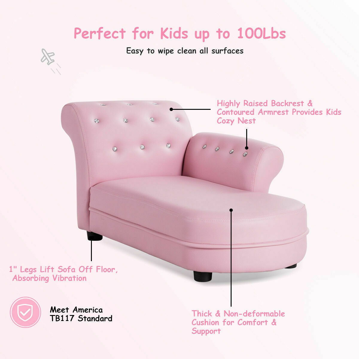 Armrest Relax Chaise Lounge Kids Sofa Kids Crystal