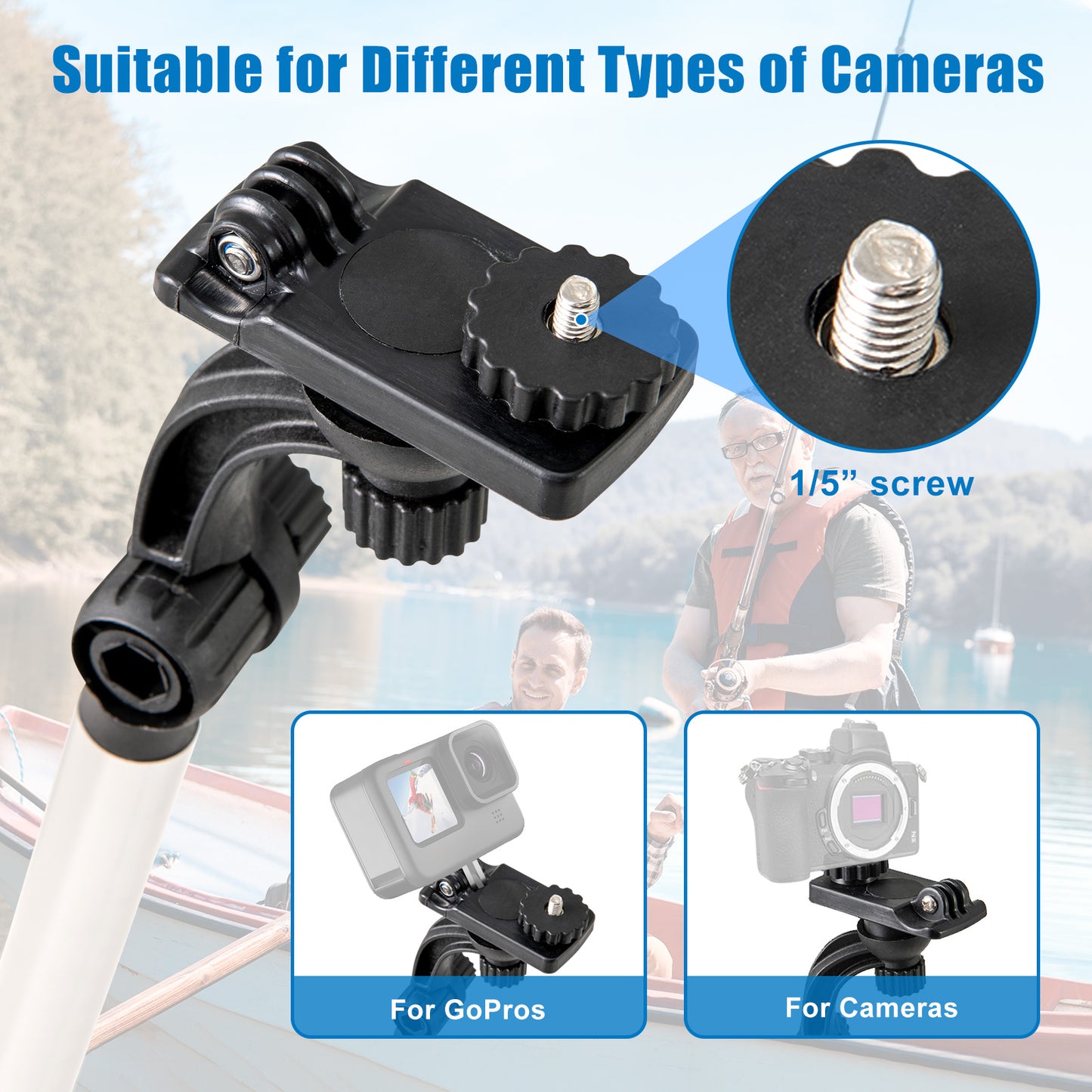 360° Rotatable Fishing Boat Kayak Accessory Set of 3 Kids Crystal