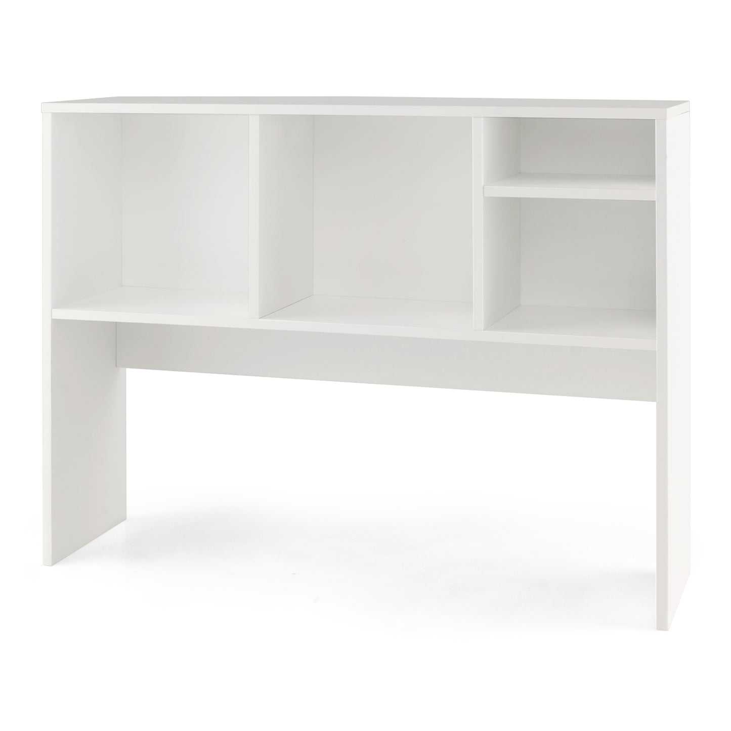 Computer Desktop Bookcase with 4 Cubbies and Open Back Compartment-White Kids Crystal