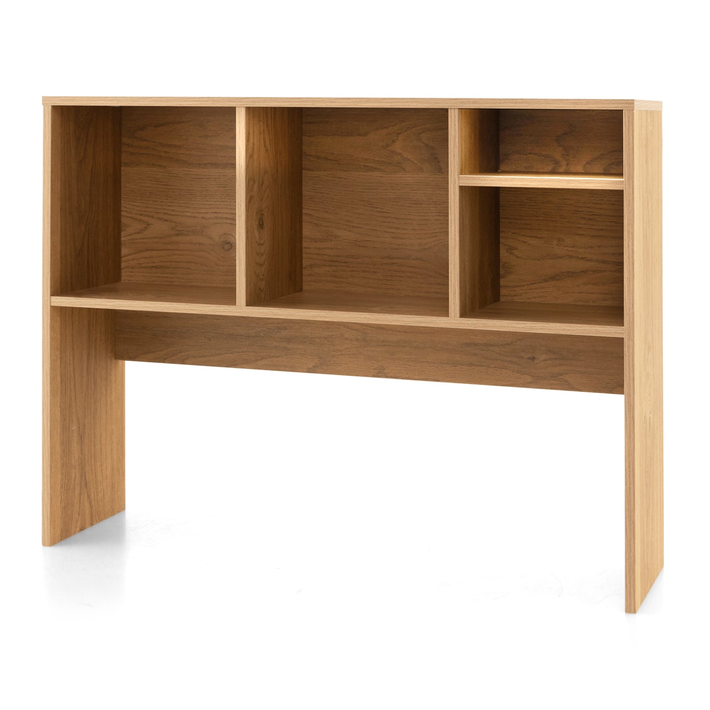 Computer Desktop Bookcase with 4 Cubbies and Open Back Compartment-Natural Kids Crystal