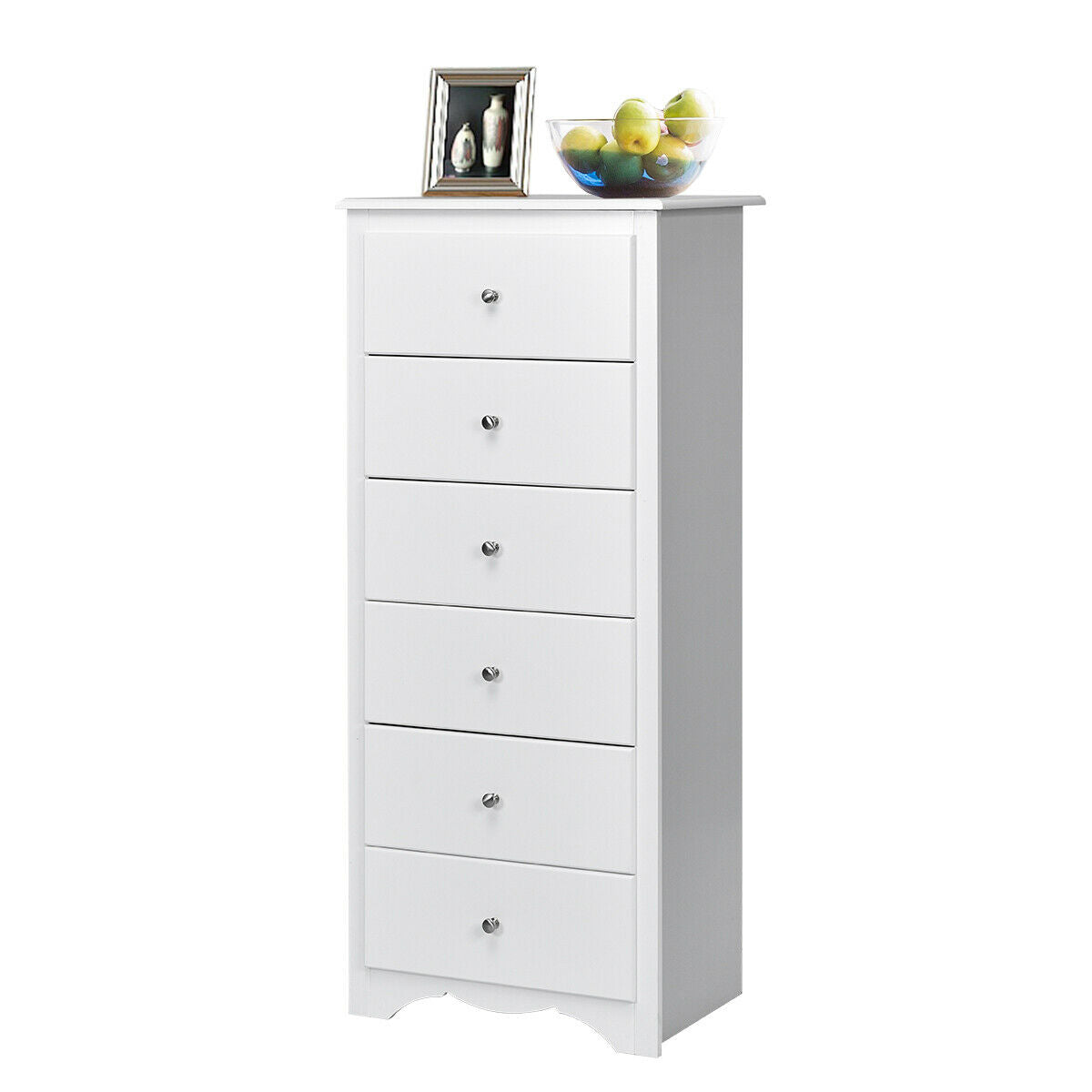 6 Drawers Chest Dresser Clothes Storage Bedroom Furniture Cabinet-White Kids Crystal